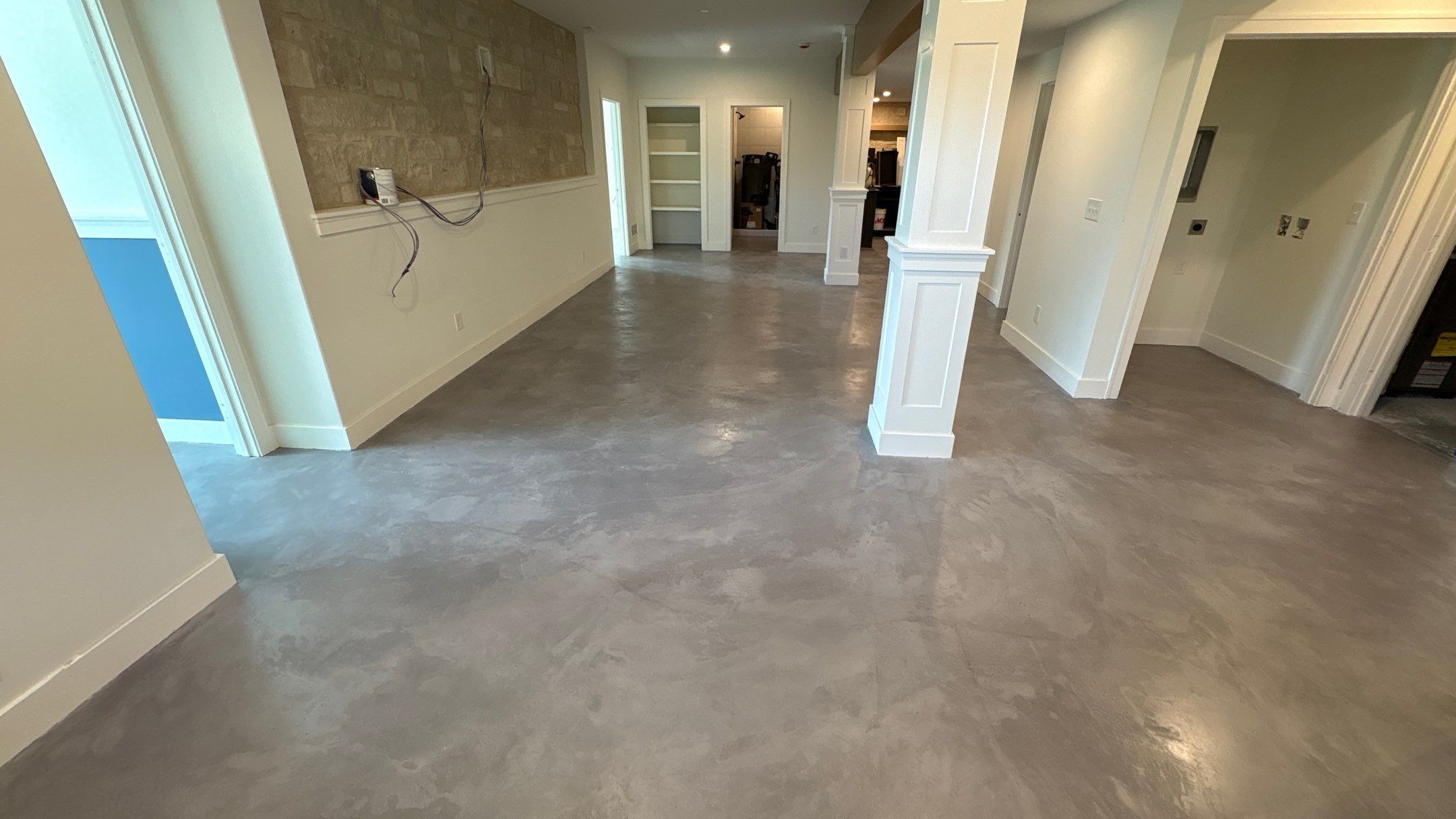 Basement Floor Overlay - Lawrence, KS by Big Red Decorative Concrete, LLC