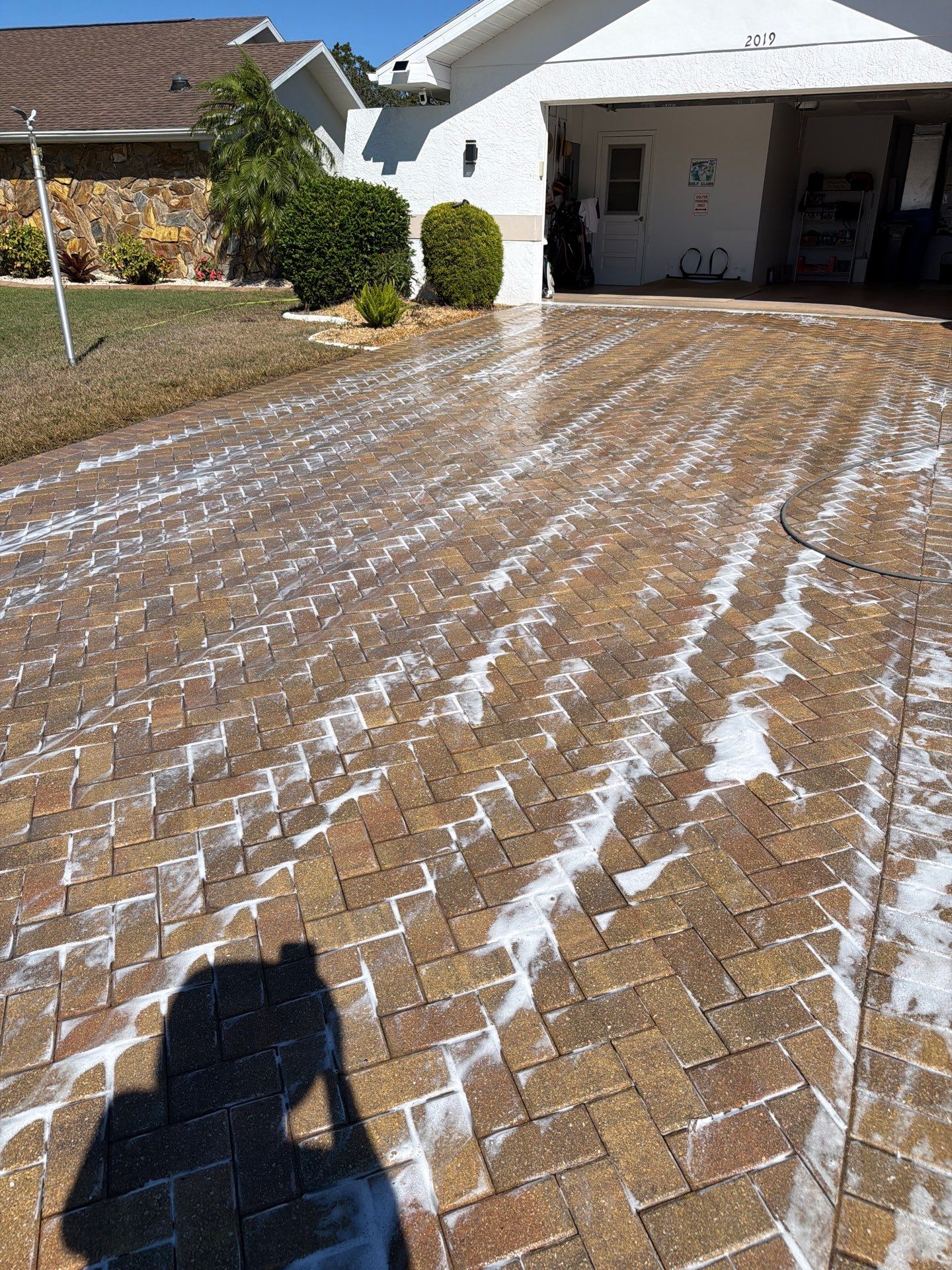 Restoring Herringbone Paver Driveway and Walkway in Sun City Center by Supreme Paver Experts