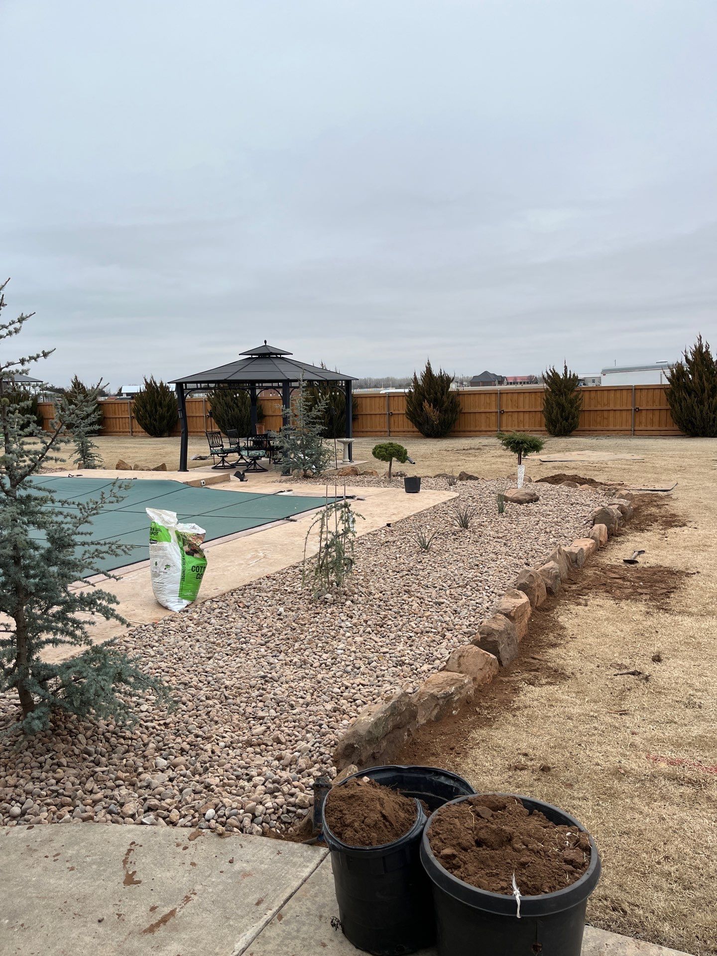 Landscape installation w/ irrigation and landscape lighting by Clays Services Inc