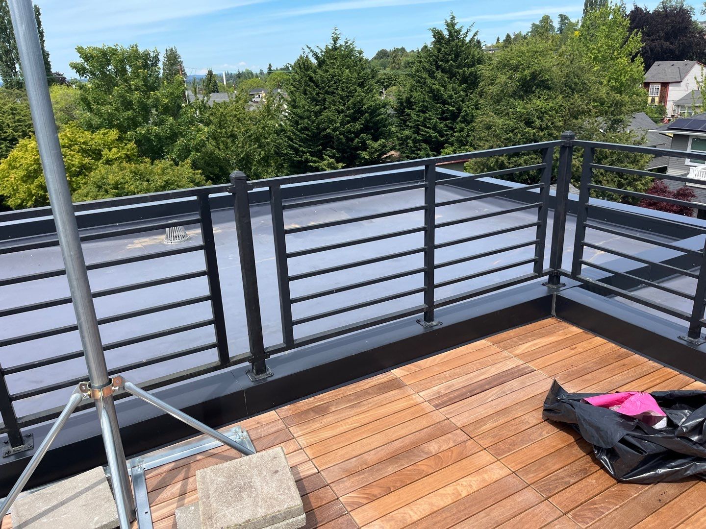 Rooftop Deck using IPE and PVC in Seattle by RoofSmart