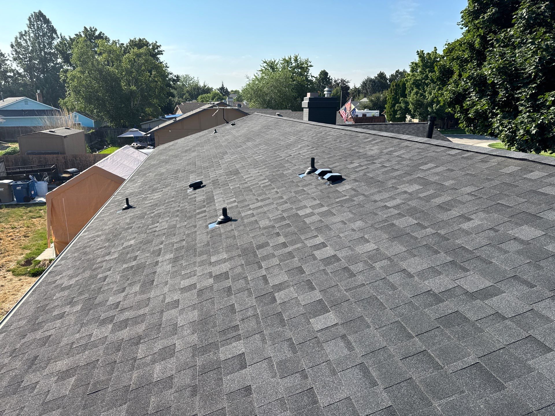 Asphalt Shingle Roof Replacement and Chimney Flashing in Boise by Olive Roofing