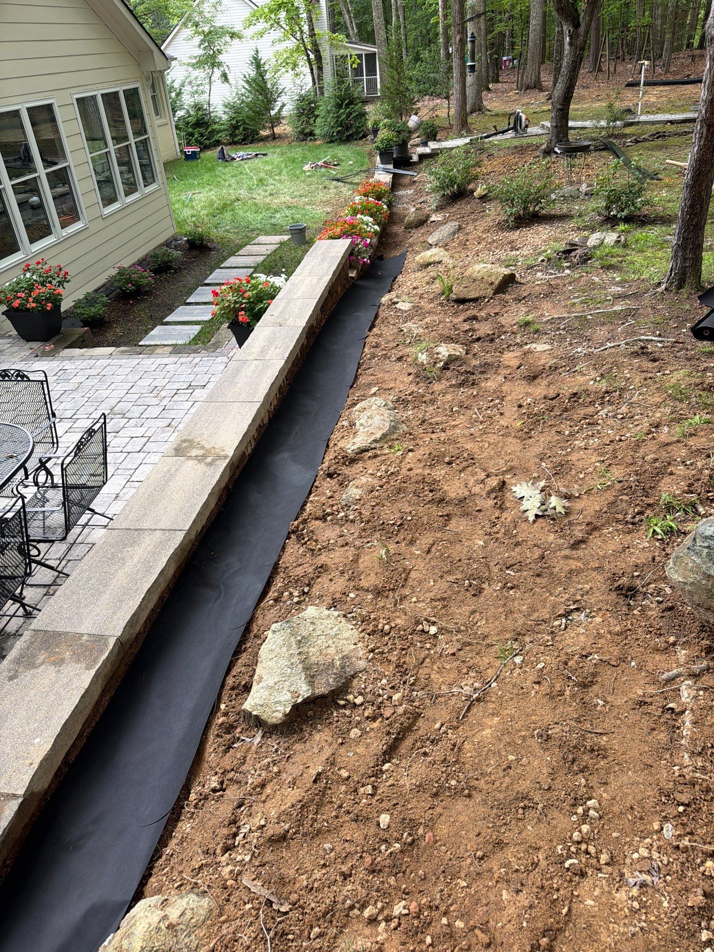 Foundation drainage system in Durham by Martinez Brother’s Nc Landscaping Inc