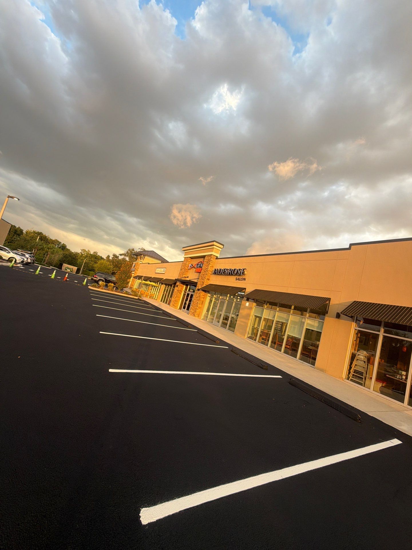 Commercial Asphalt Sealcoating and Line Striping at School House Plaza by Everline Coatings & Services - Southwest FL