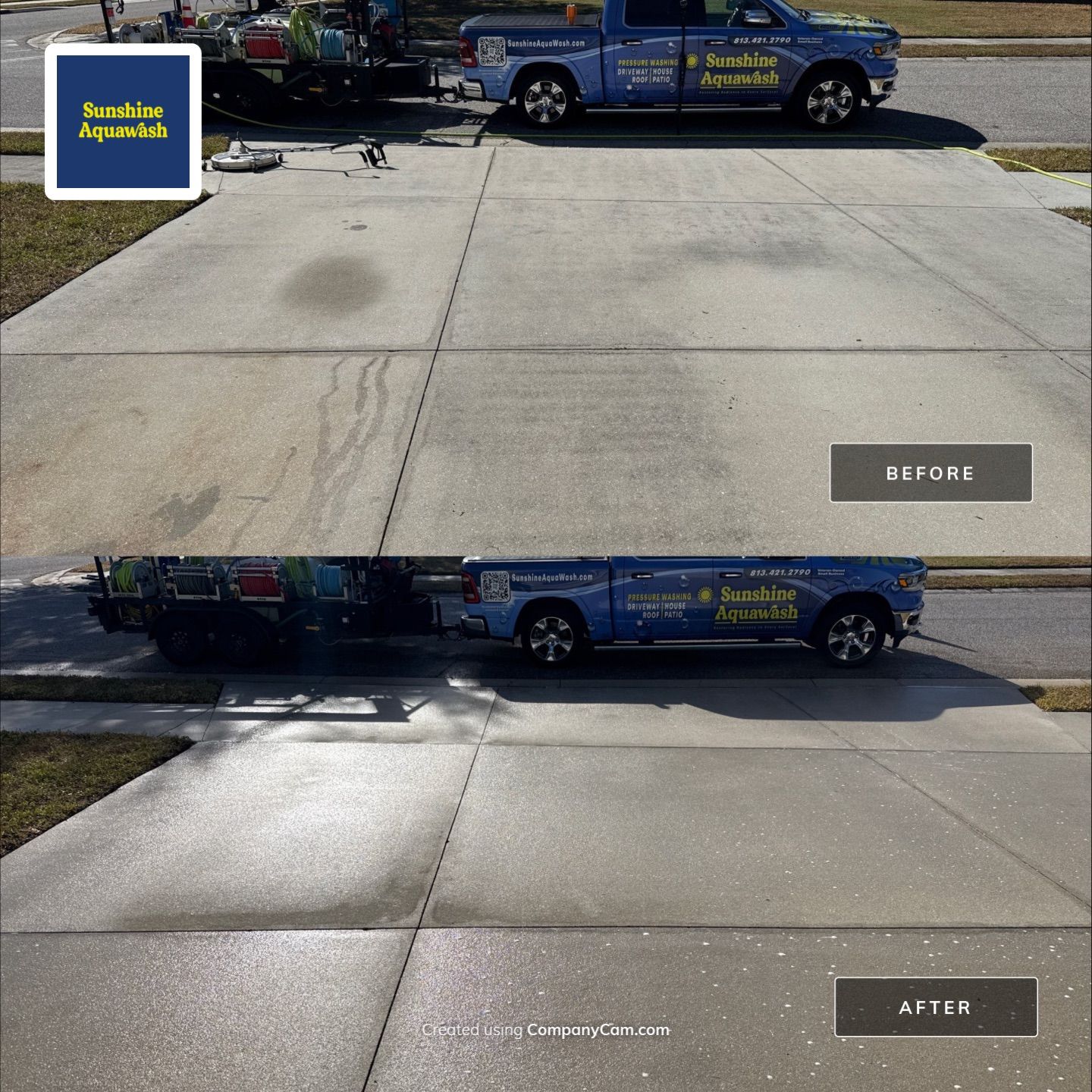 Driveway & Sidewalk Cleaning Transformation | Kingsfield Lakes, Parrish FL by Sunshine AquaWash