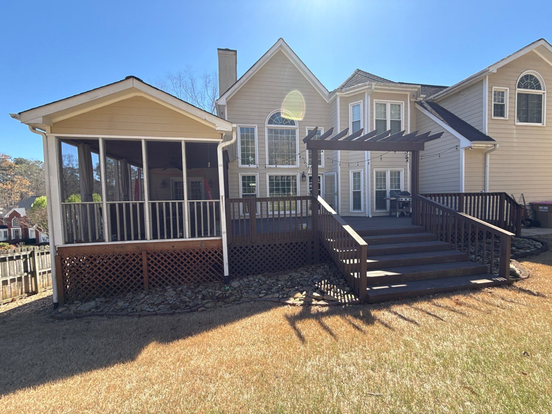 Marietta, GA Deck Replacement using Deckorators Venture Series Decking and Trex Steel Railing by Nelson Exteriors 