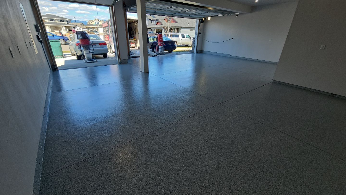 Garage Transformation using 1/8 Tidal Wave by Croc Coatings, LLC