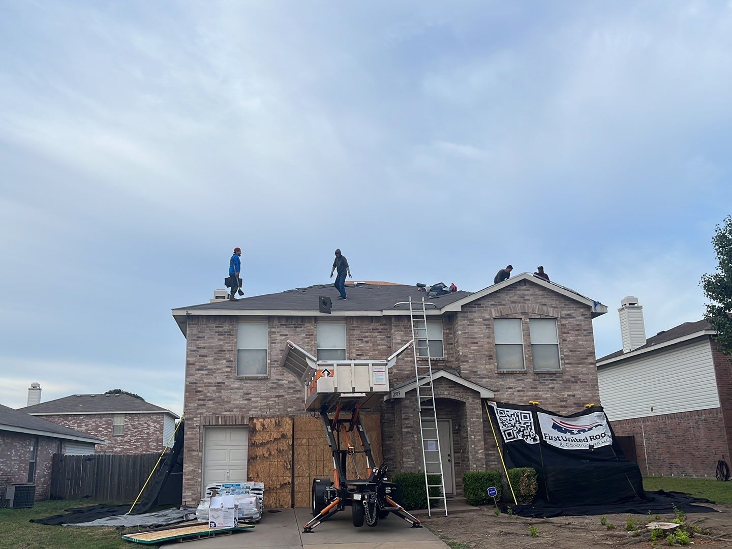 Full Roof Replacement, Chimney Rebuild and Interior Damage Replacement by First United Roofing & Construction