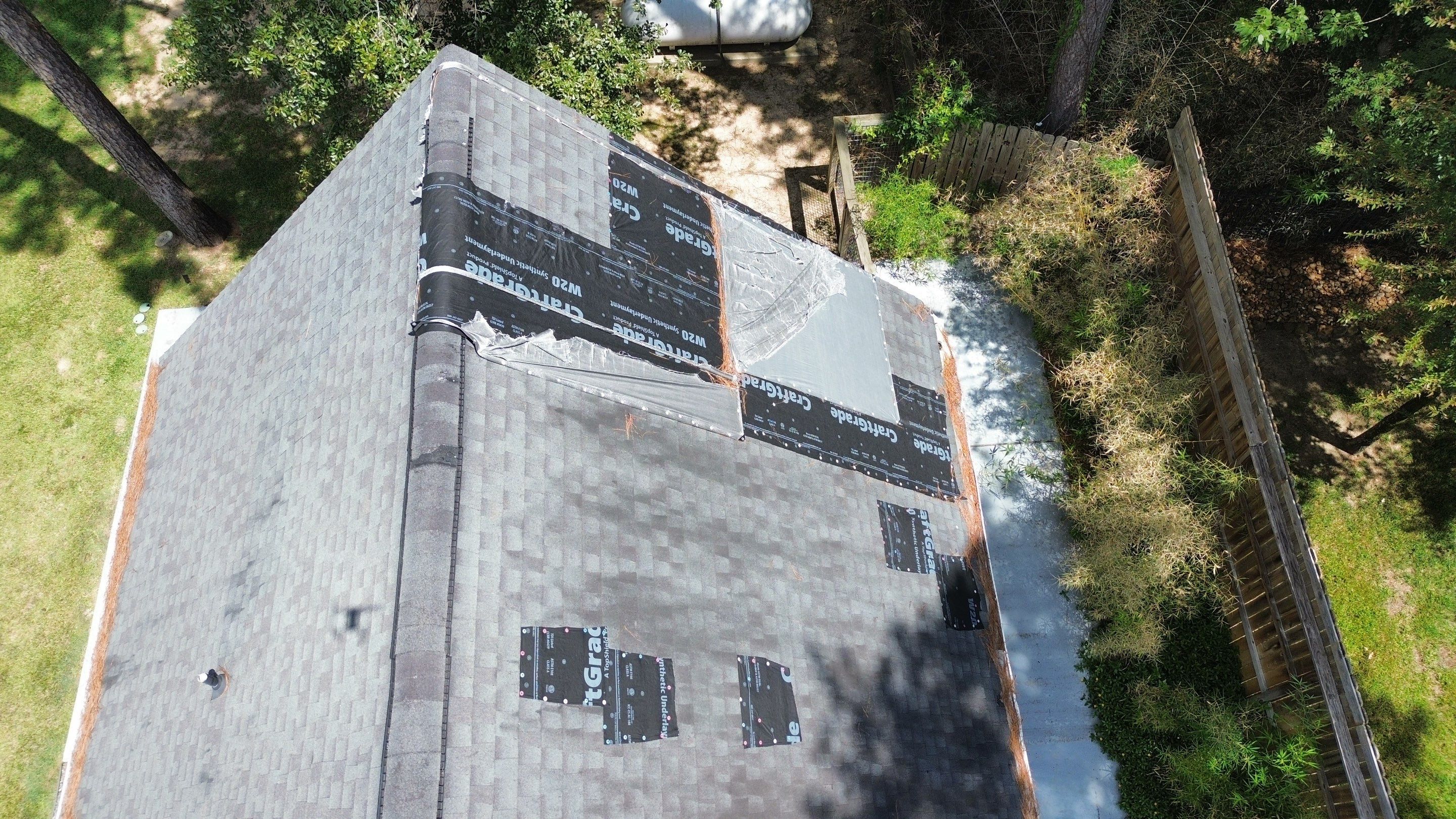 Huffman Roof Repair and Concrete Addition by Modern BYLT Roofing & Construction