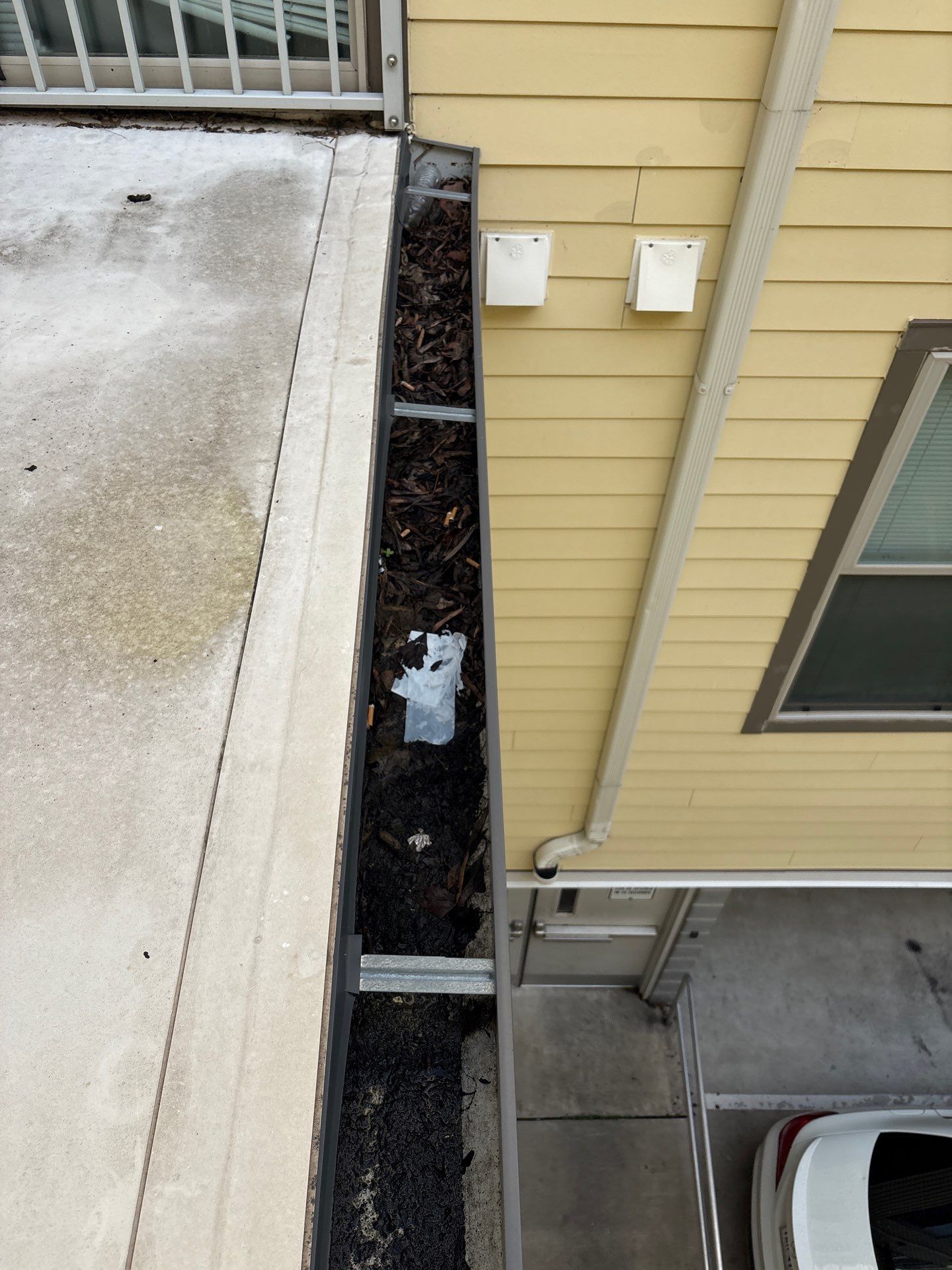 HOA gutter cleaning before photo