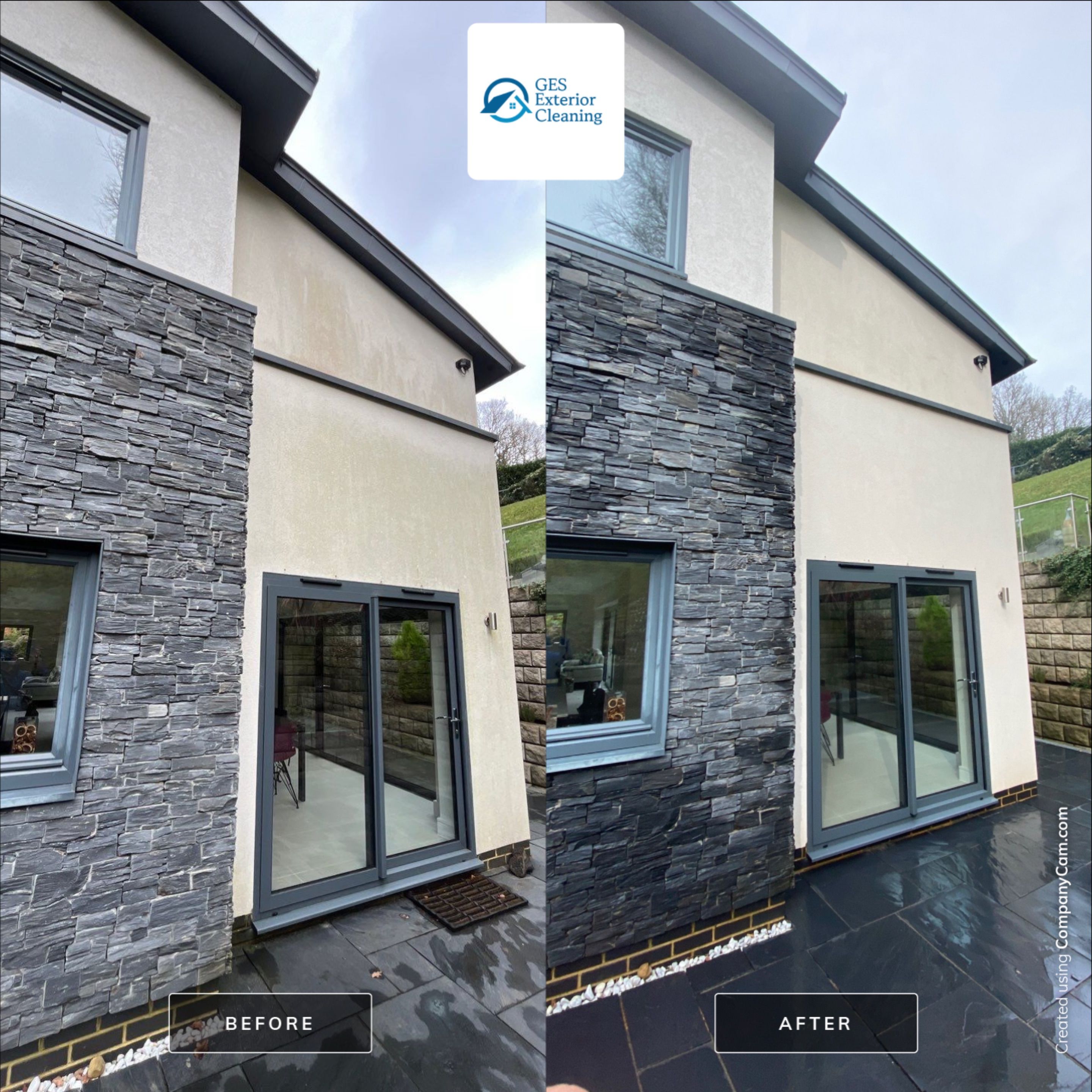 Render and patio clean using Honda 15lpm Low Pressure Washing Machine by Ges Exterior Cleaning ltd