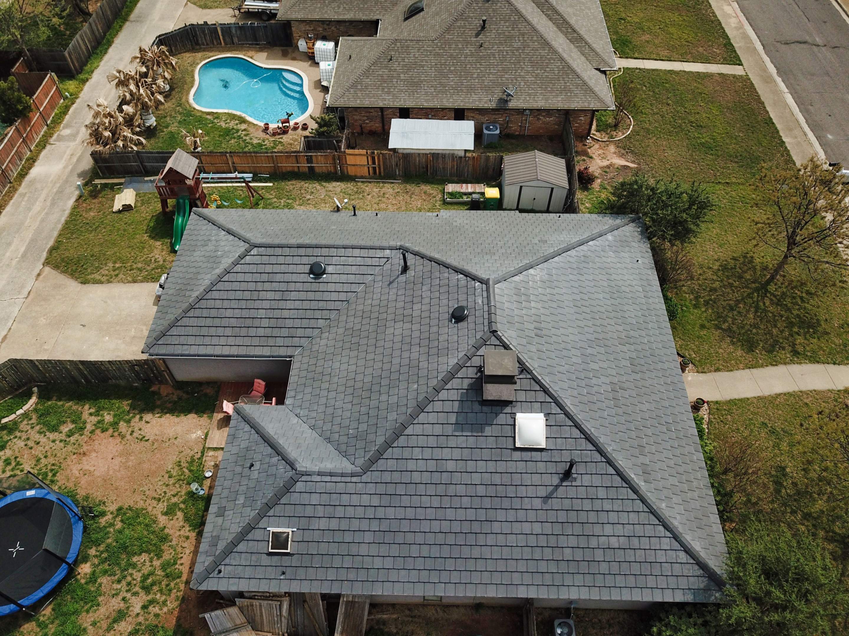 Final Roof Drone Shots by First Out Roofing 