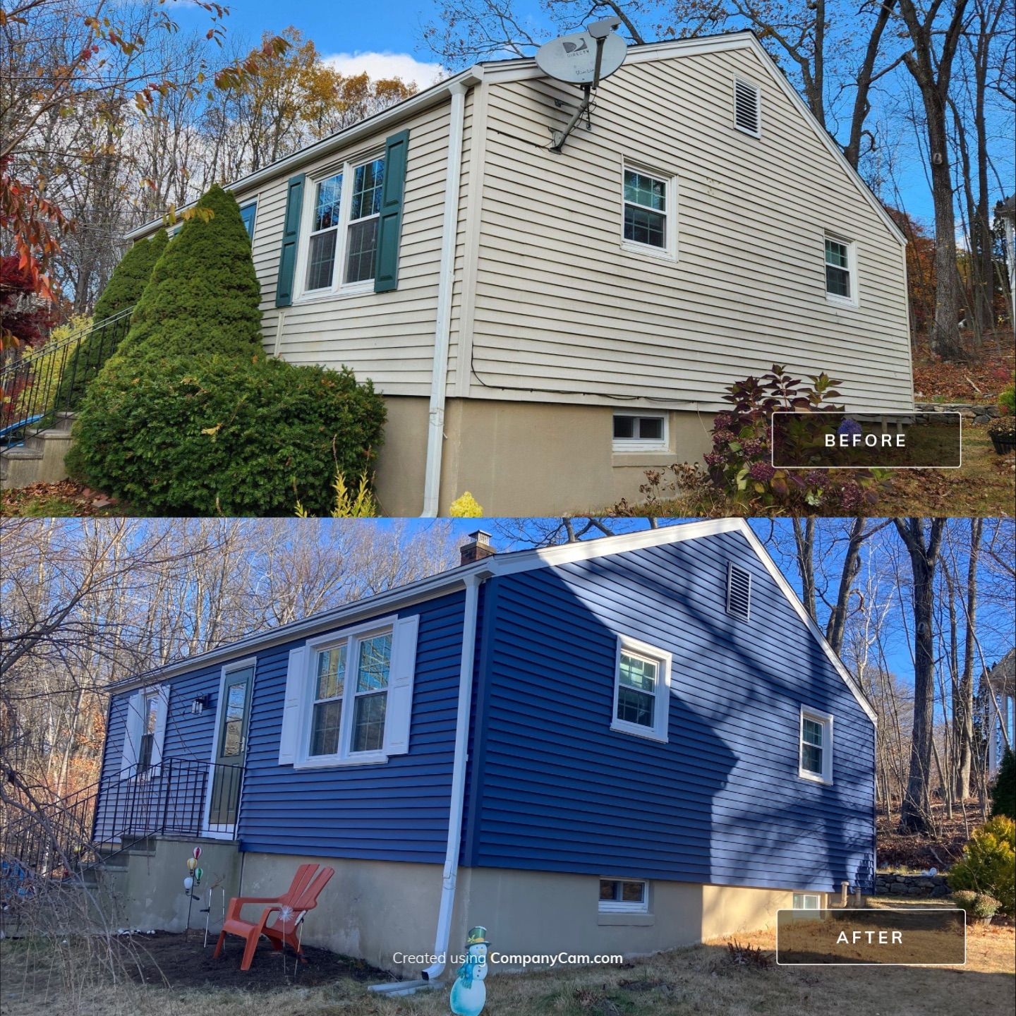 Siding update with Cert. Monogram D/4 x16'8" Clapboard, Midnight Blue & Cert. Monogram D/4 x 25' Clapboard, Midnight Blue by DiGiorgi Roofing and Siding Inc