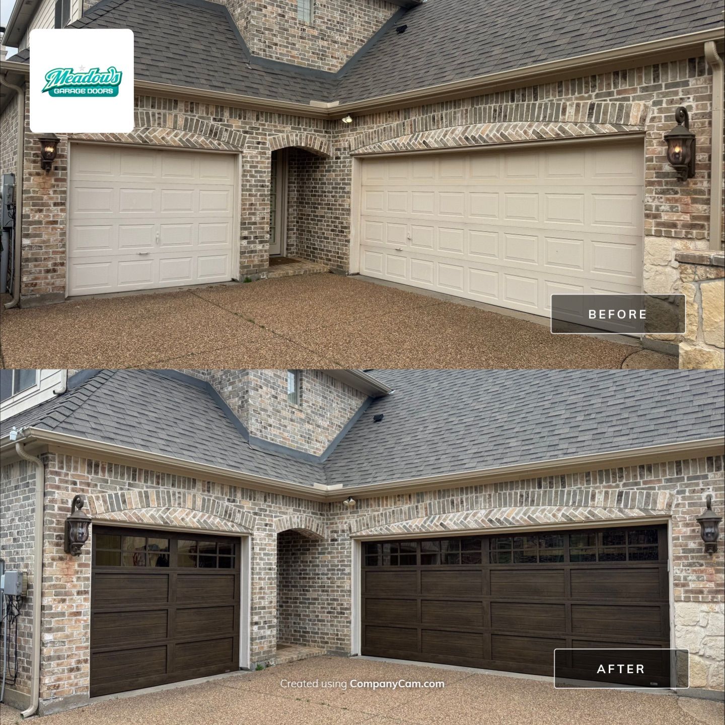 Martin Wood-Grain Garage Door Installation in Flower Mound by Meadows Garage Doors