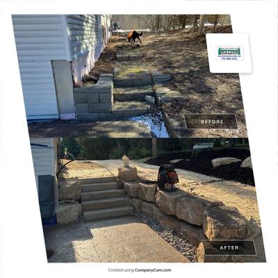 Limestone Outcroppings/ Steps / Stamped Concrete