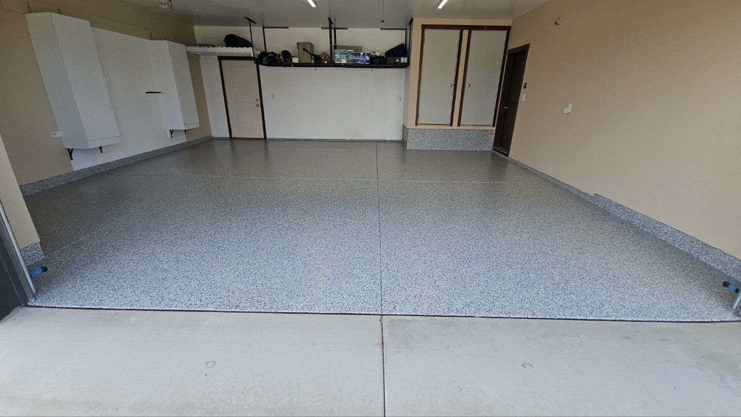 Garage Transformation using Slate Stone by Croc Coatings, LLC