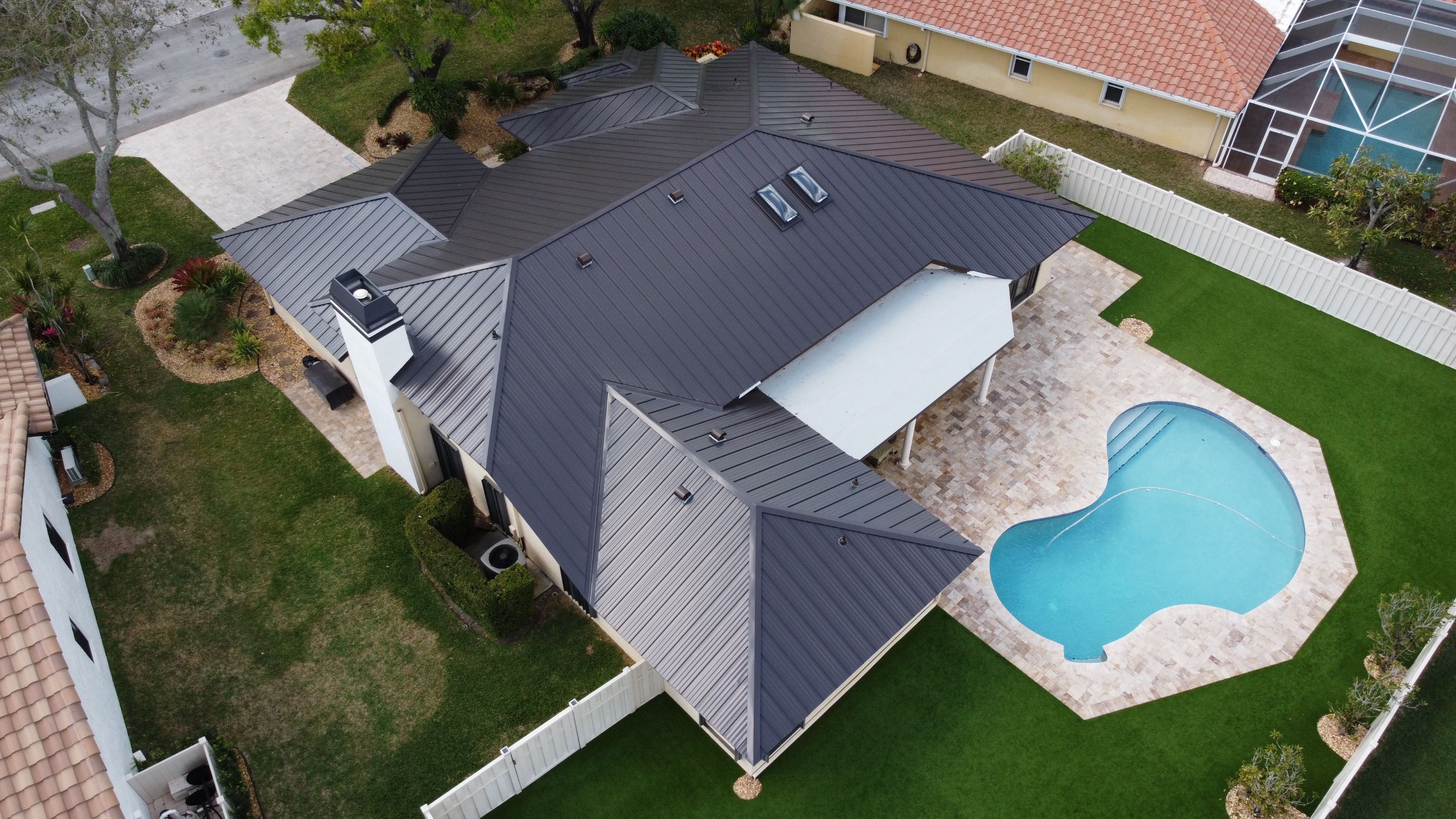 Residential Roofing Installation using 1" Nail strip metal roof by BLUES BROTHERS ROOFING