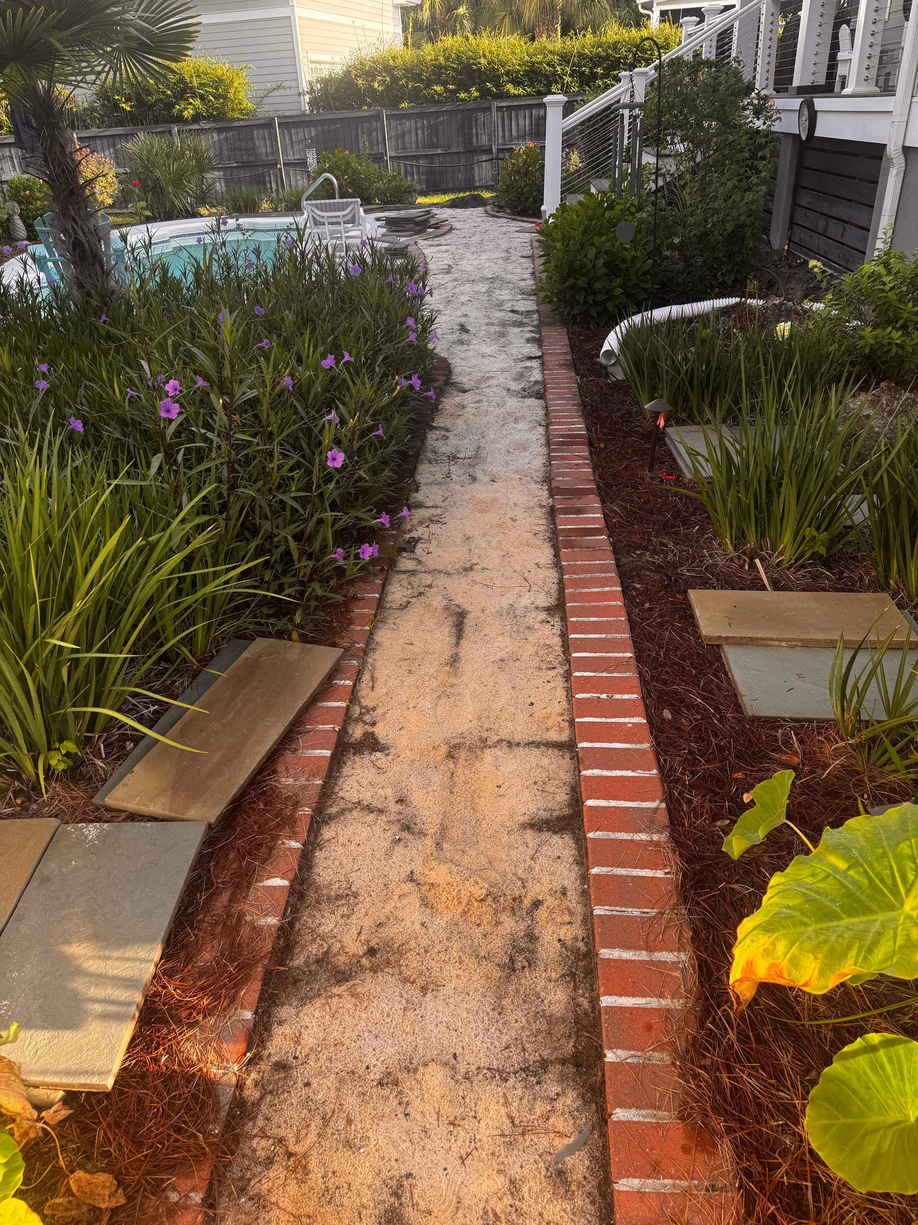 Custom Flagstone and Brick Paver Walkway Installation in Mount Pleasant by Lowcountry Scapes, LLC