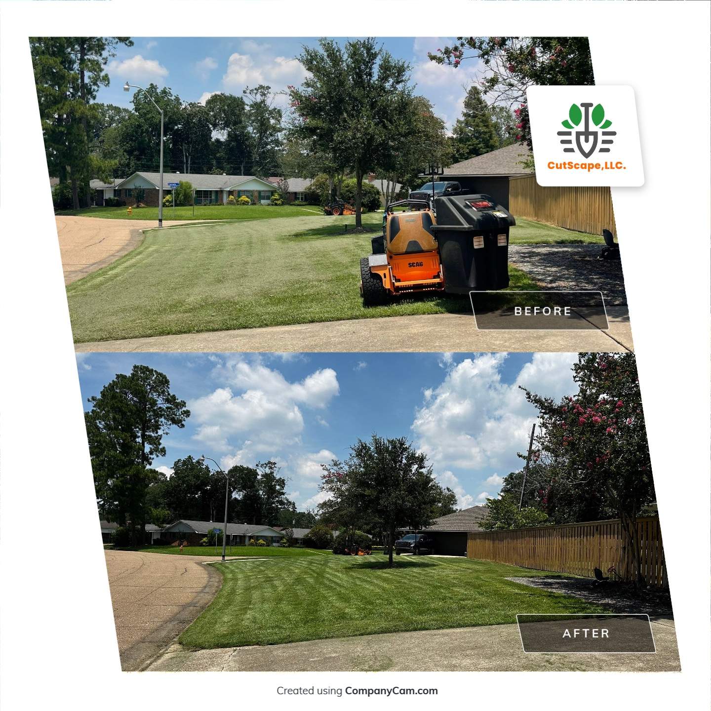 RESIDENTIAL LAWN MAINTENANCE: *OPTIONAL* VAC & BAG GRASS CLIPPINGS AND DEBRIS WITH SCAG GRASS CATCHERBAGGING GRASS CLIPPINGS AND DEBRIS WITH SCAG GRASS CATCHER by CutScape, LLC.