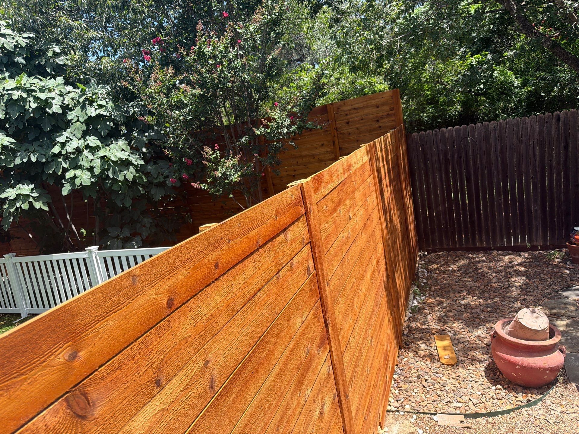 Custom Horizontal Cedar Privacy Fence and Gate Installation in Austin by Rhino Home Care