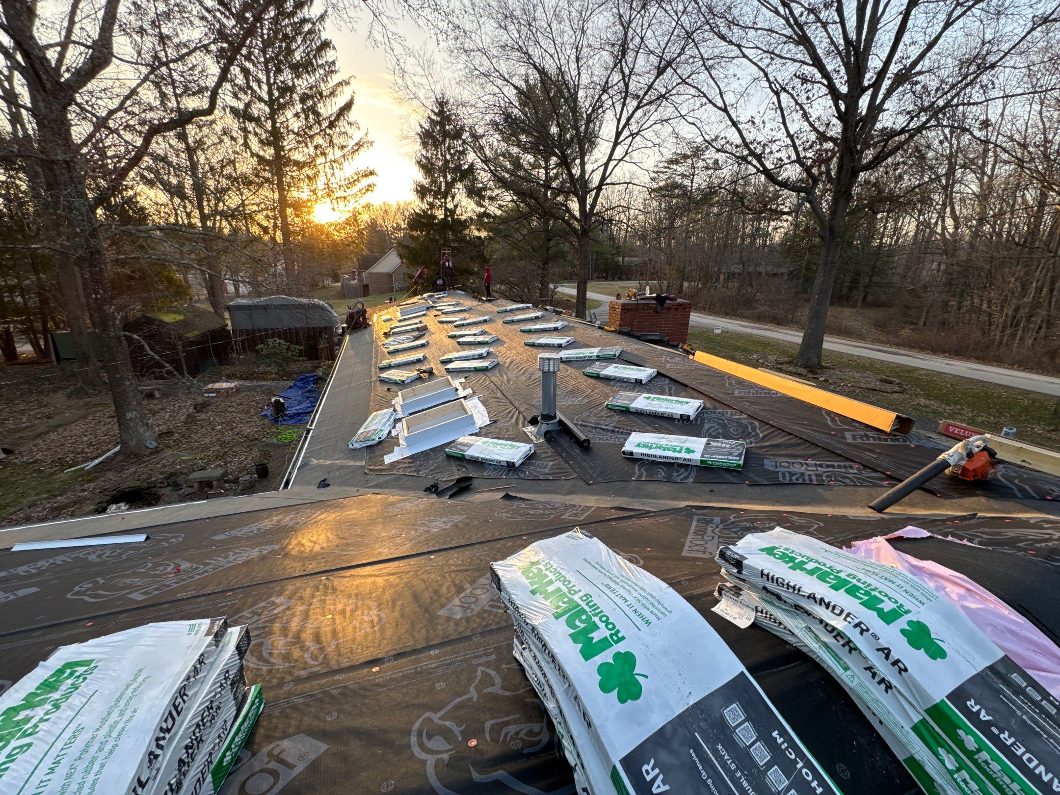 Residential Roofing Installation using Malarkey Vista AR Shingles (Black Oak) by Koontz Construction
