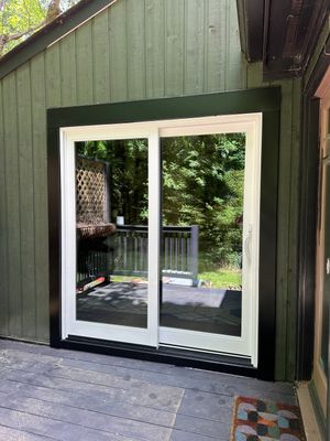 White Vinyl Sliding Glass Door Replacement in Cary, North Carolina