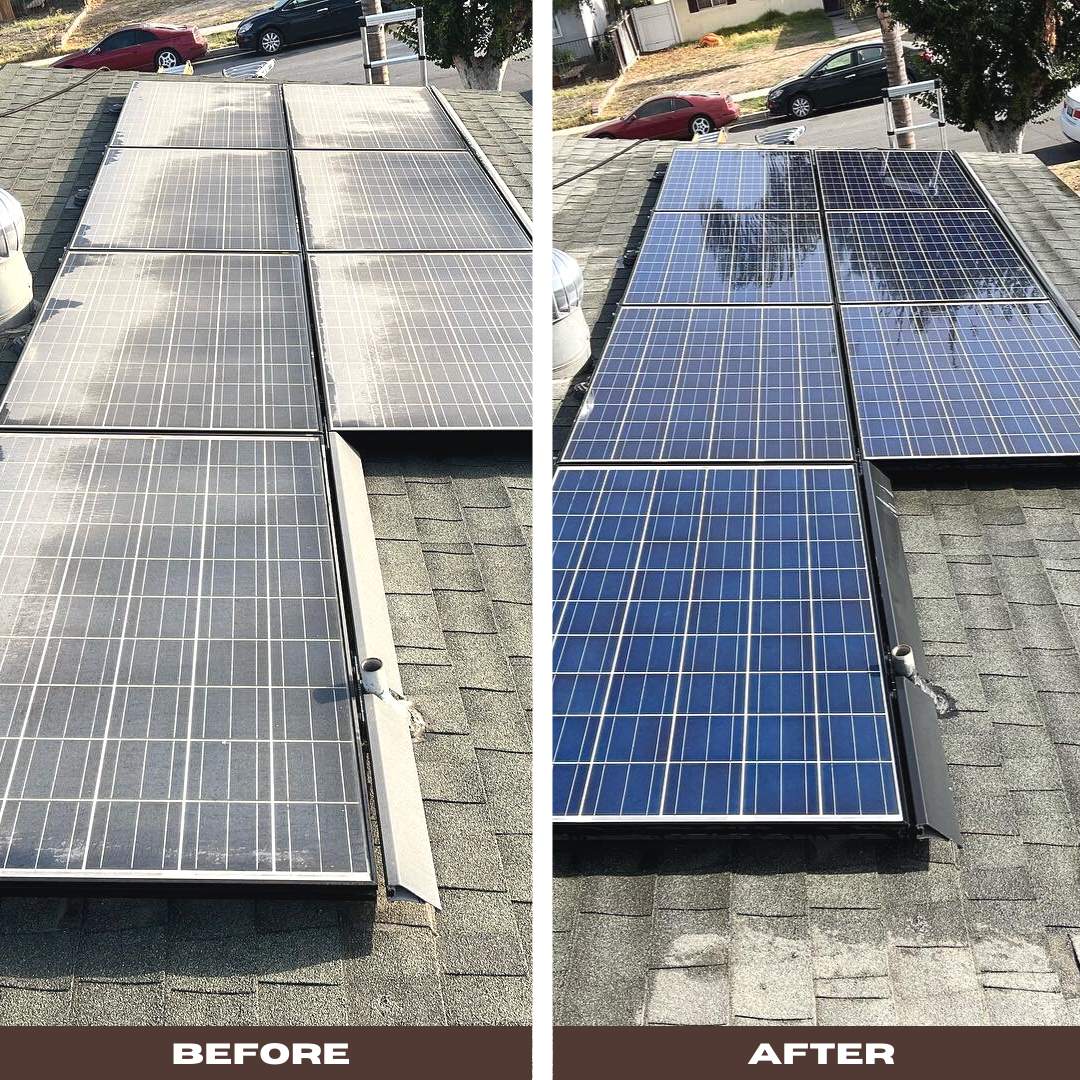 Residential Solar Panel Cleaning Before & After by Palm Coast Solar Cleaning