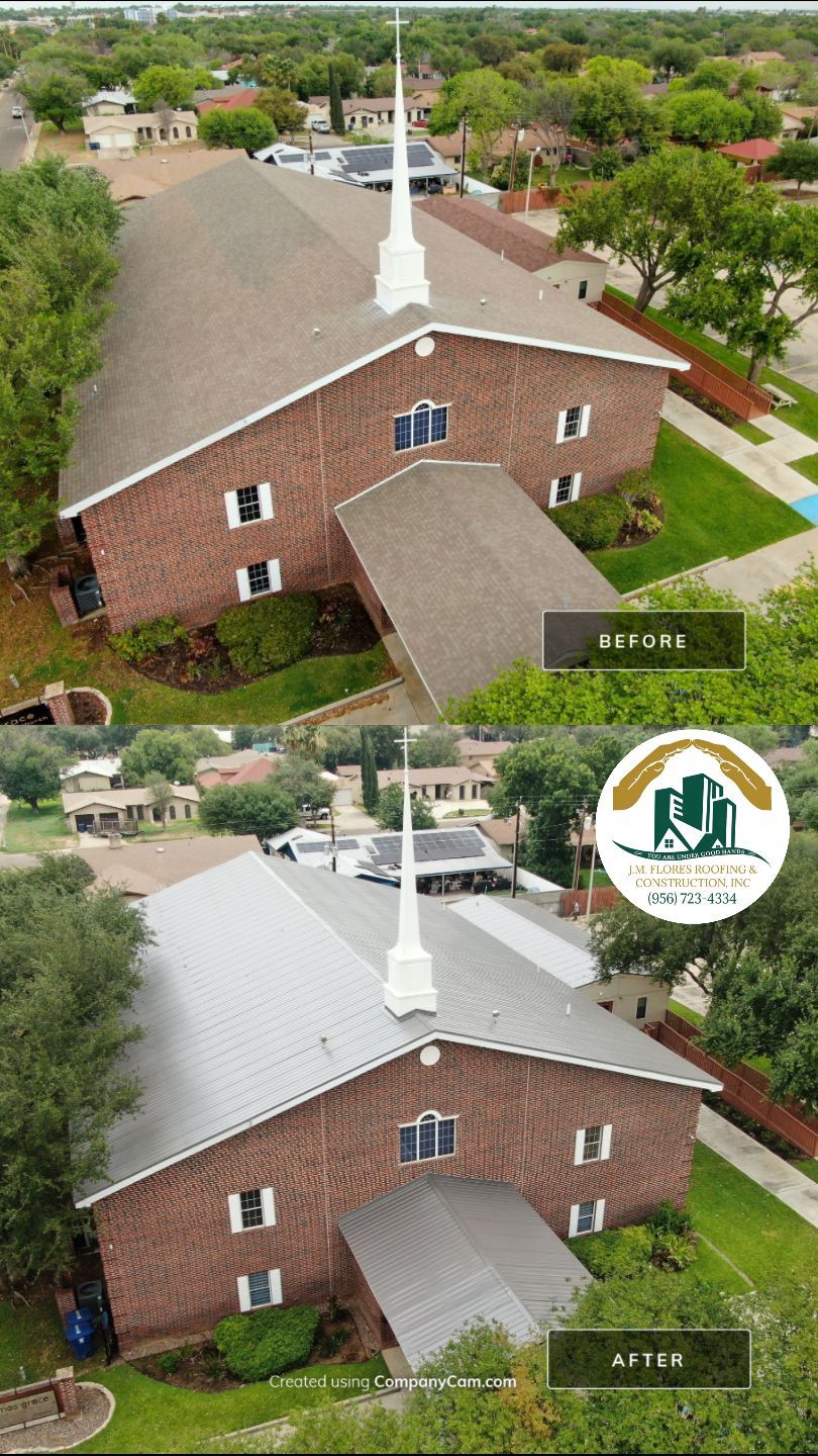 Commercial Roofing Installation using Classic Rib Metal Roof by JM Flores Roofing & Construction, Inc
