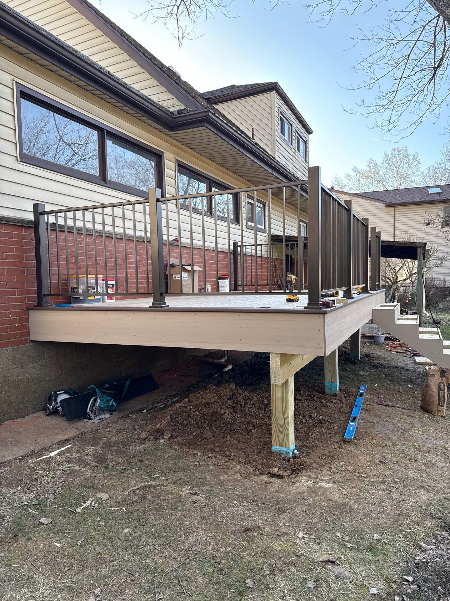 Deck and door install by Cousins Roofing Siding & Decks