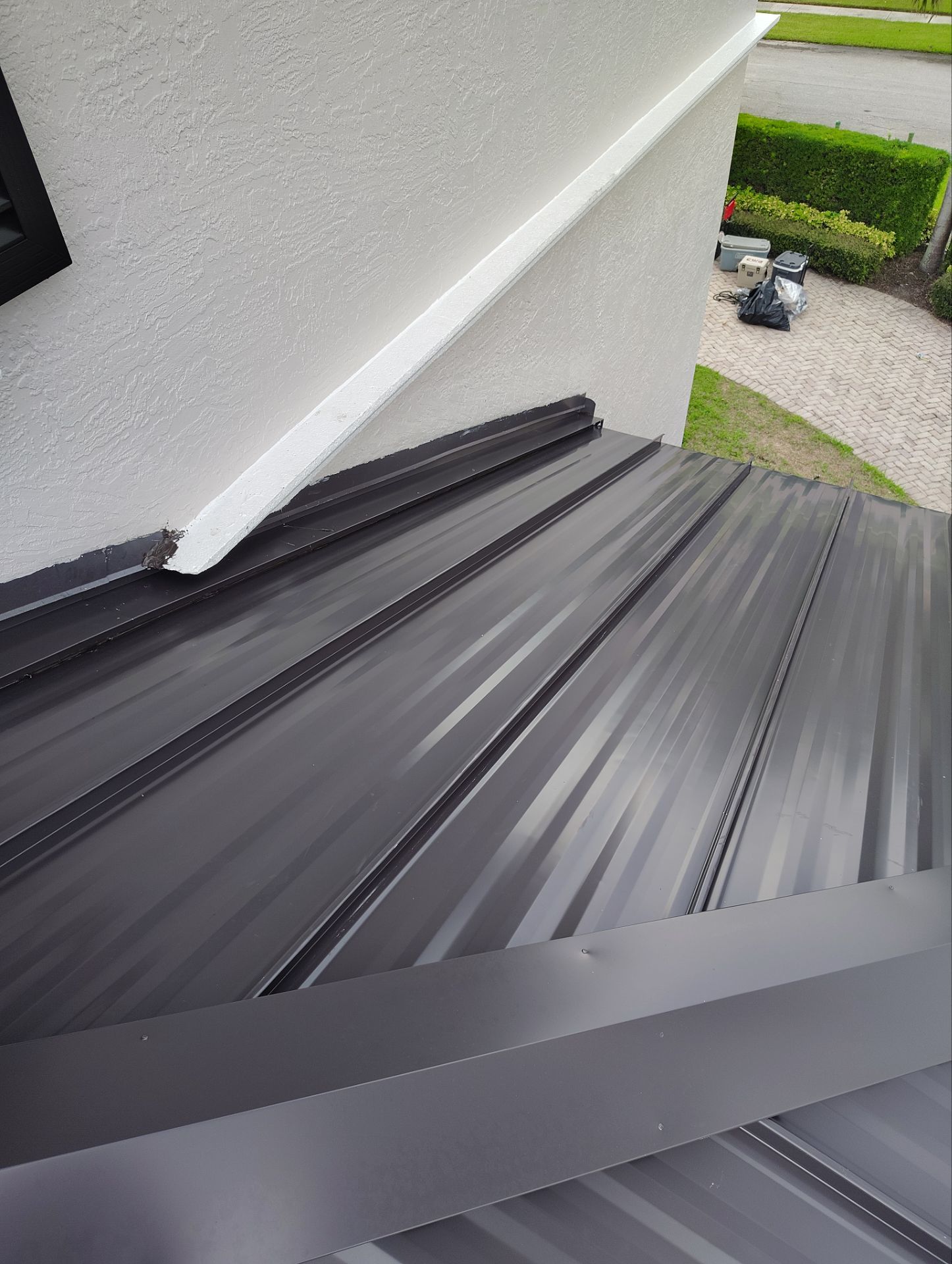 .032 Aluminum 1.5" Mechanical Seam Dark Bronze  by Total Roofing System The Metal Roof Experts
