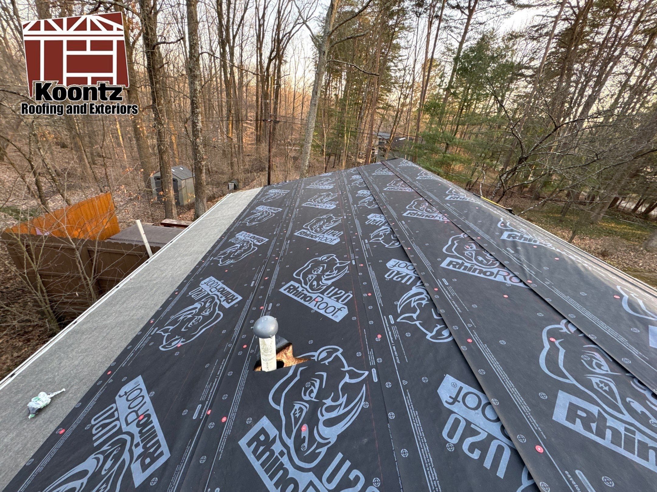 Residential Roofing Installation using Malarkey Vista AR Shingles (Black Oak) by Koontz Construction