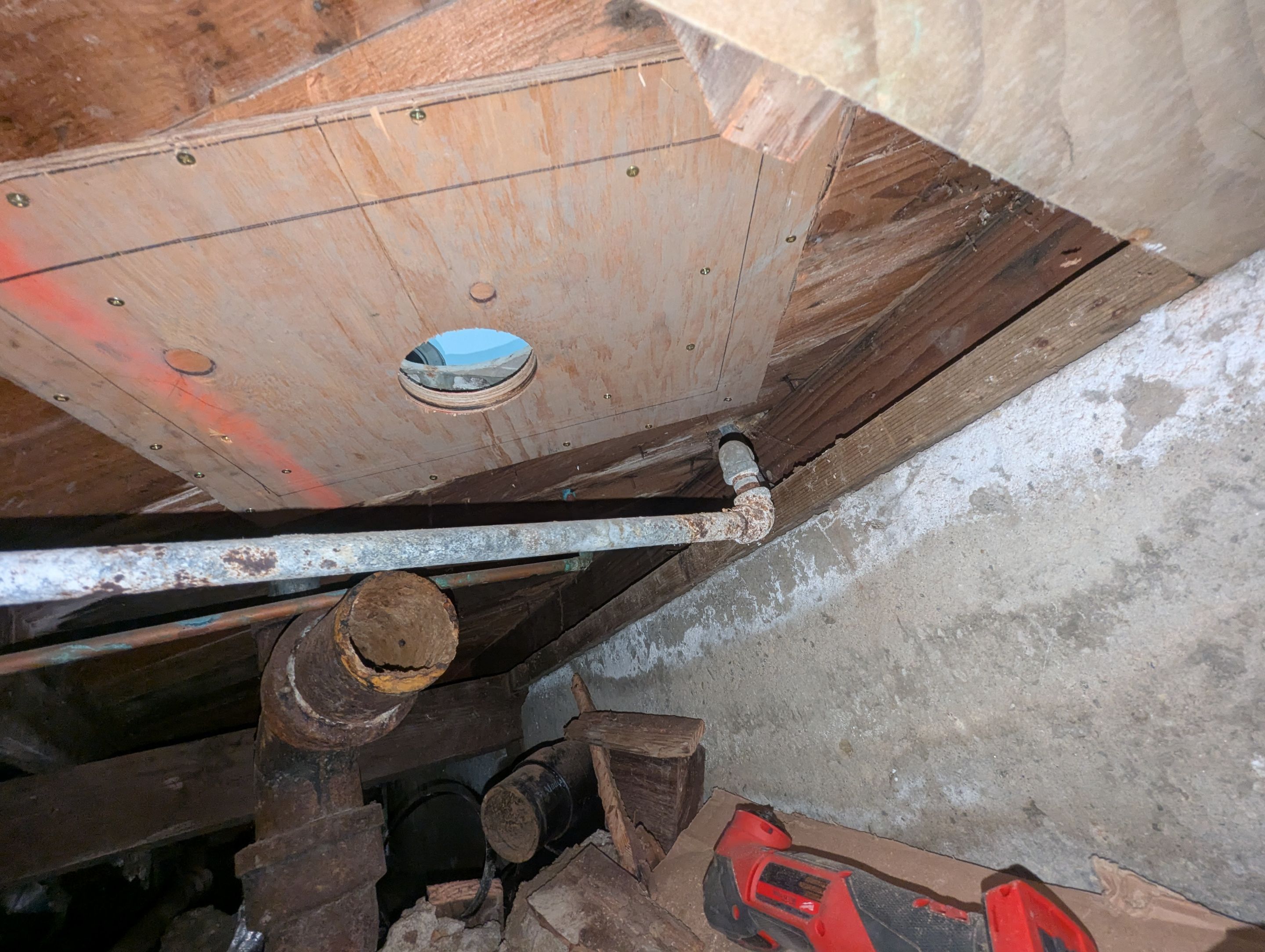 New Toilet Drain and Subfloor Repair by Professional Plumbing Inc