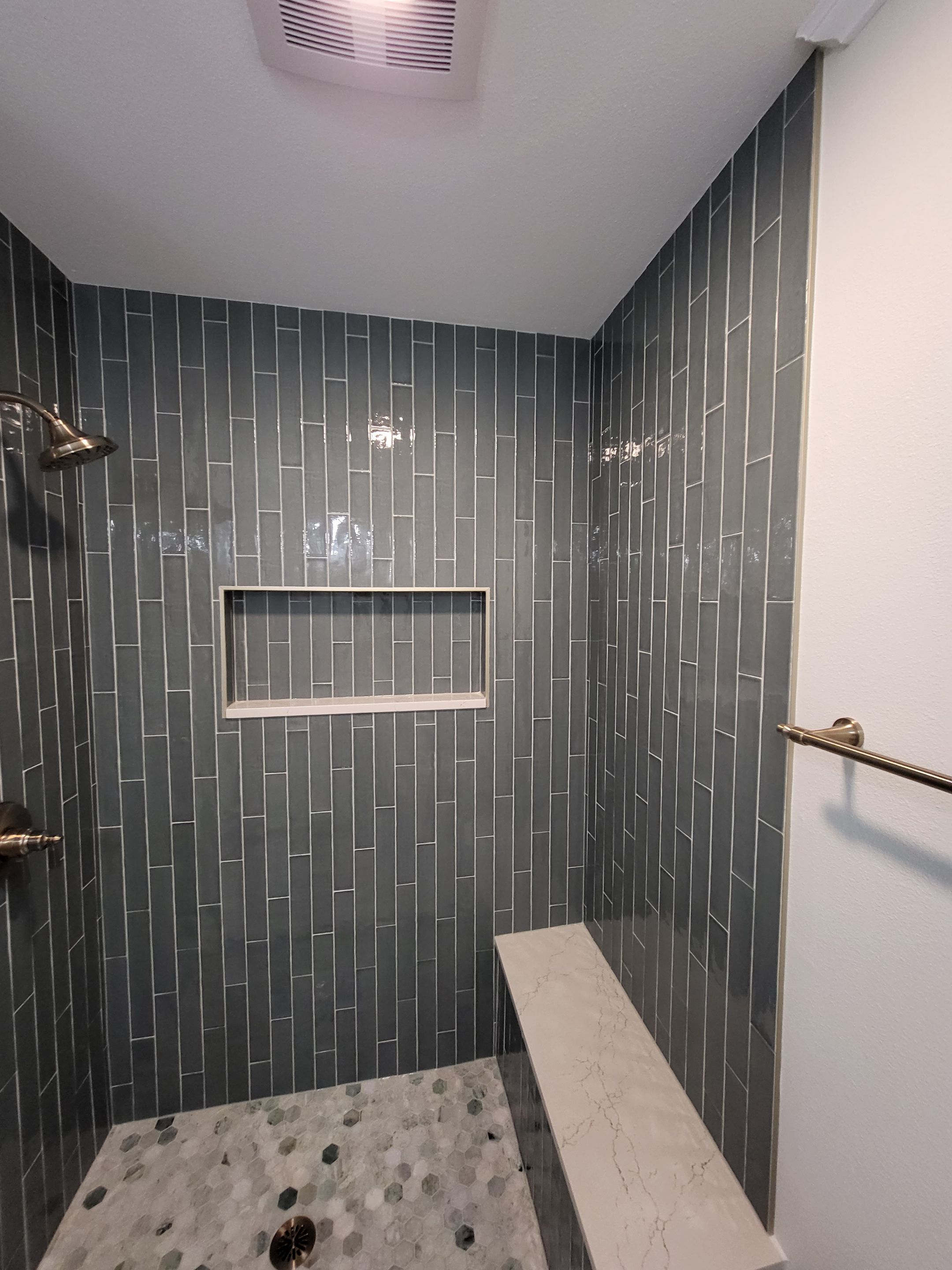 Northwood Bathroom Remodel with Vertical Stack Tile Shower by Legacy Bath and Kitchen