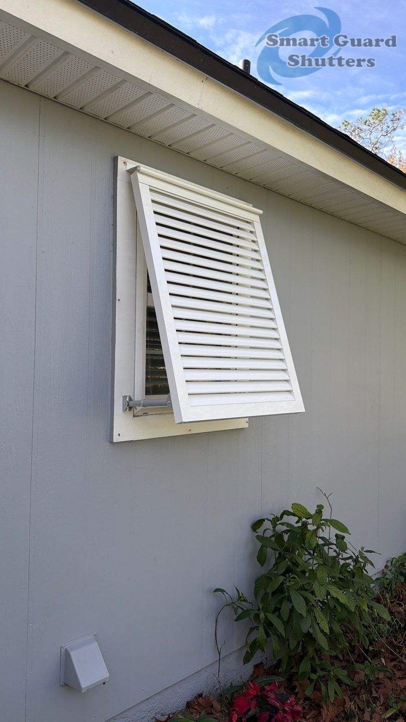 Decorative Bahamas in Signal White by Smart Guard Shutters