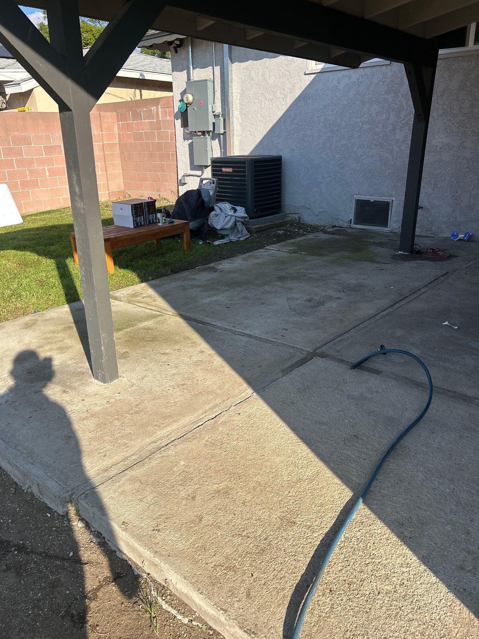 Hot Water Concrete Cleaning Driveway & Patio In La Mirada, CA by La Power Washing Inc