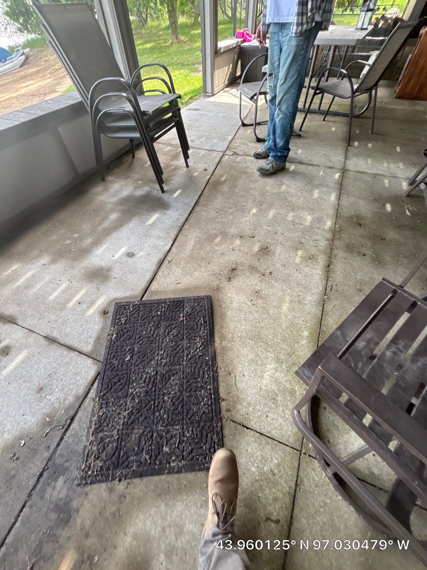 Lakefront Screened Patio Concrete Coating Installation in Wentworth by Select Painting, Coatings & Garage Cabinets