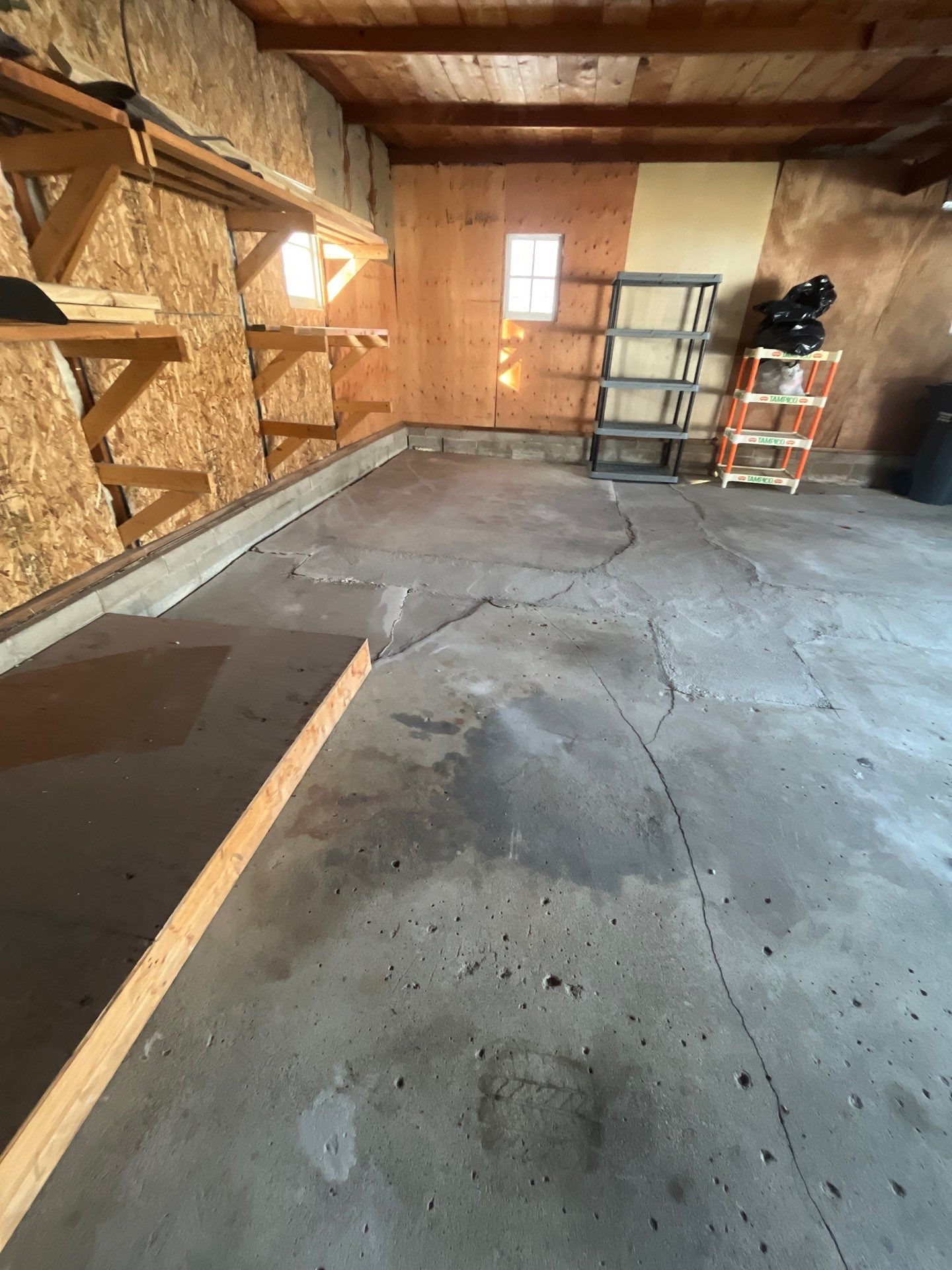 Multi-Colored Epoxy Garage Floor Coating and Concrete Stair Restoration by Select Painting, Coatings & Garage Cabinets