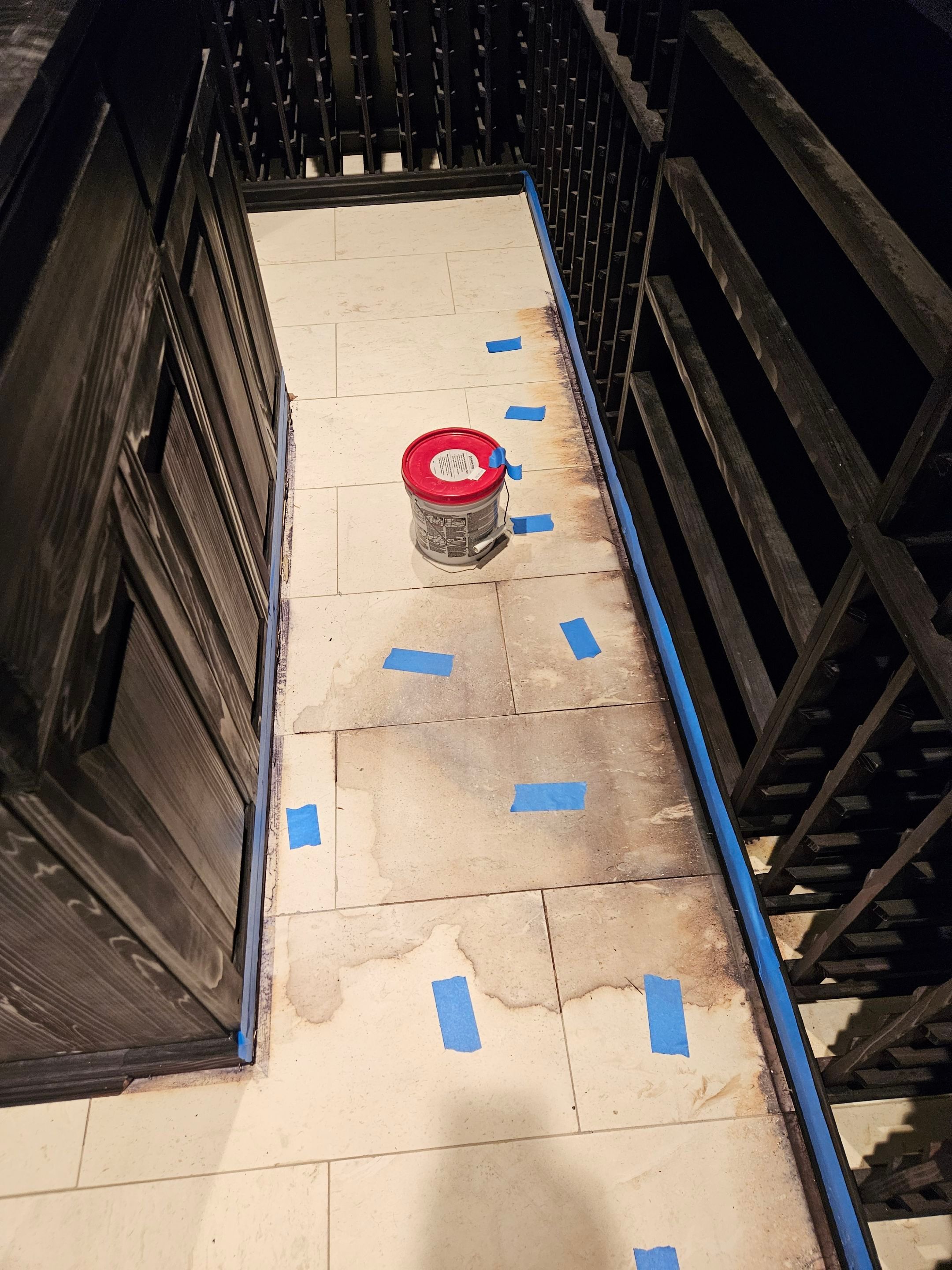 Replaced Stained Wine Cellar Tiles  by Footprints Floors of Nashville