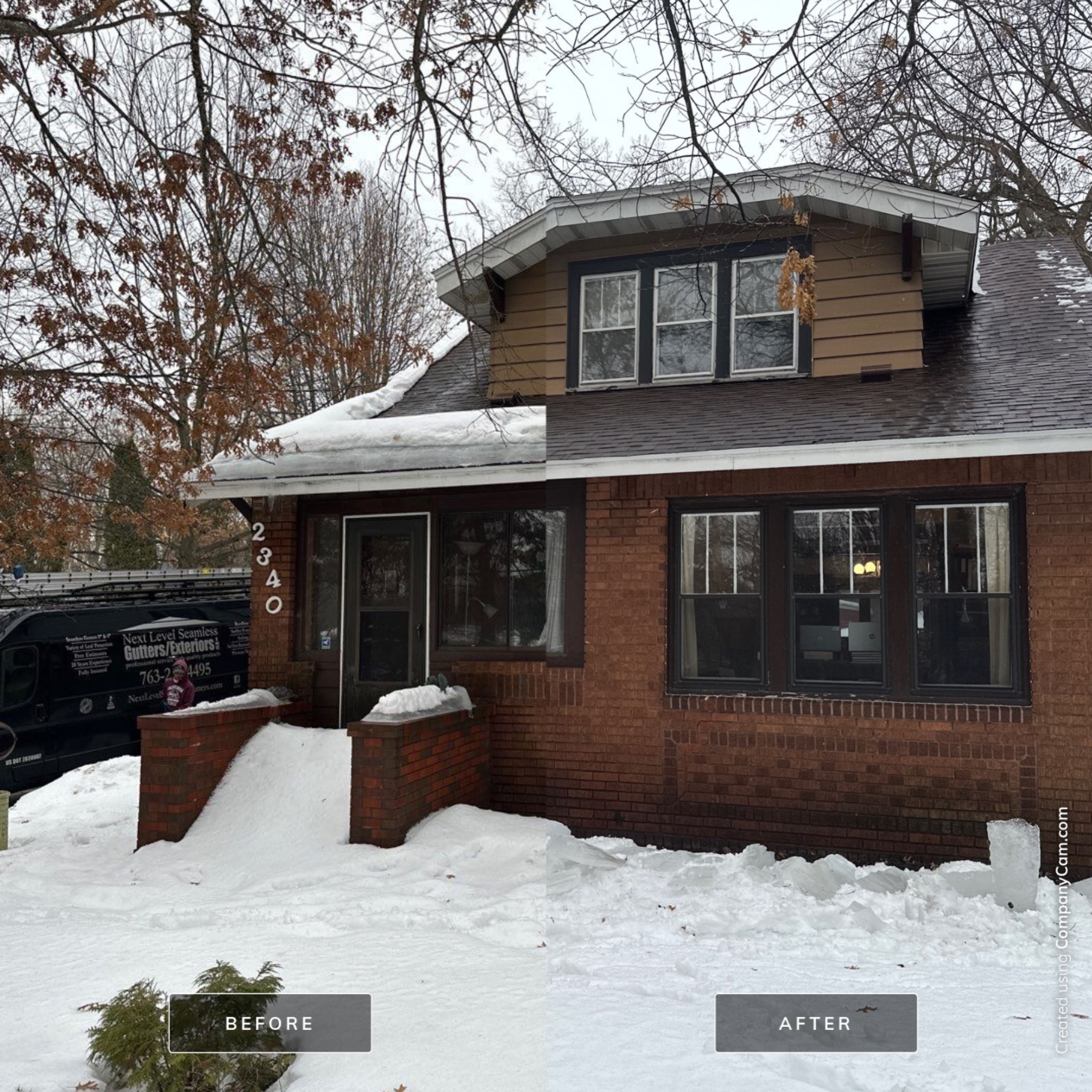 Ice Dam Removal by Next Level Seamless Gutters / Exteriors Inc.