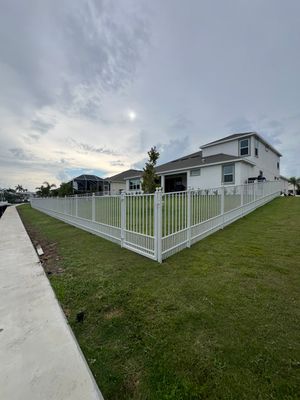 Aluminum Fence Installation using White Aluminum Puppy Picket Fence