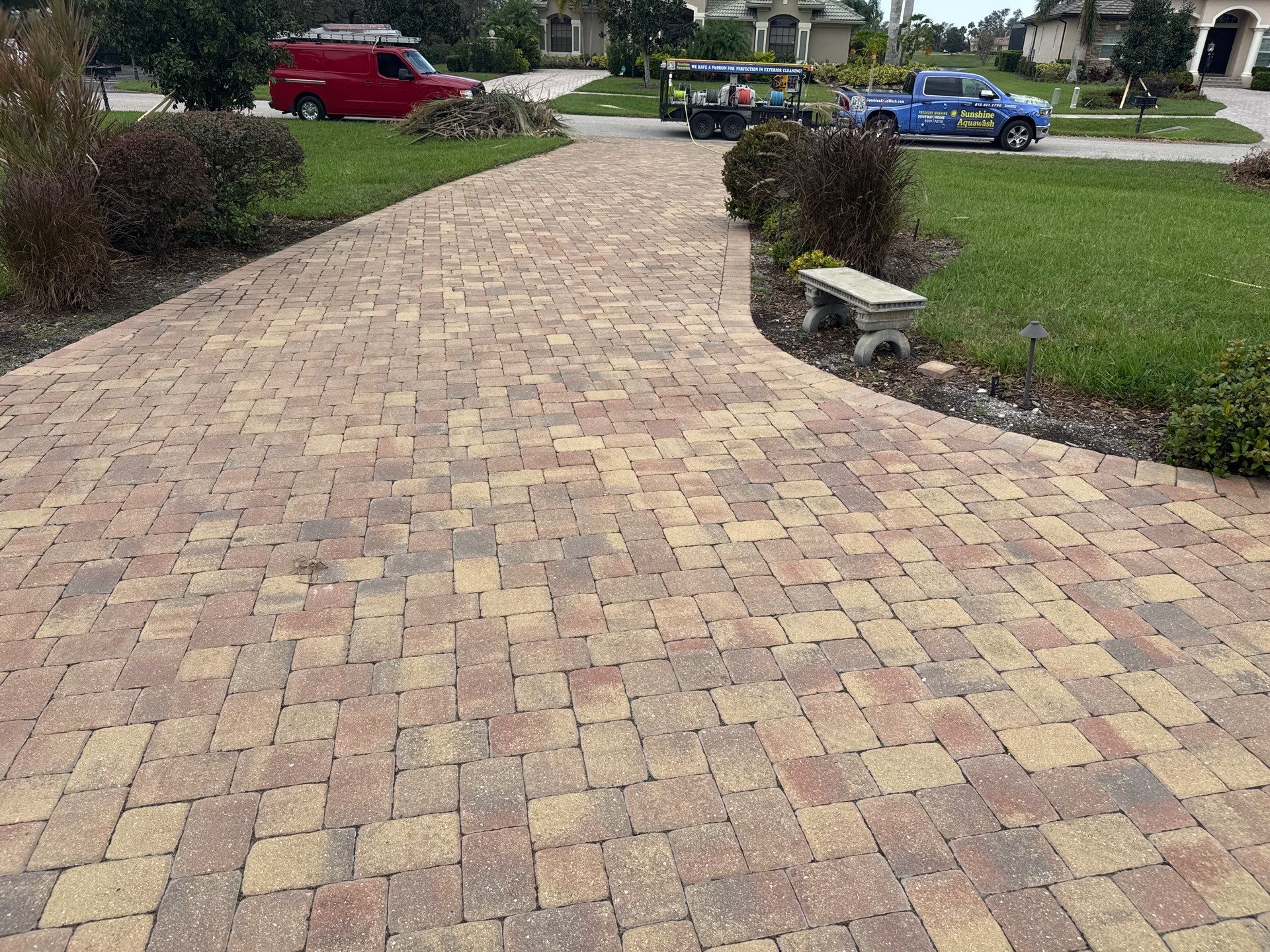 Paver Driveway Cleaning in Winding River Community, Bradenton, FL by Sunshine AquaWash