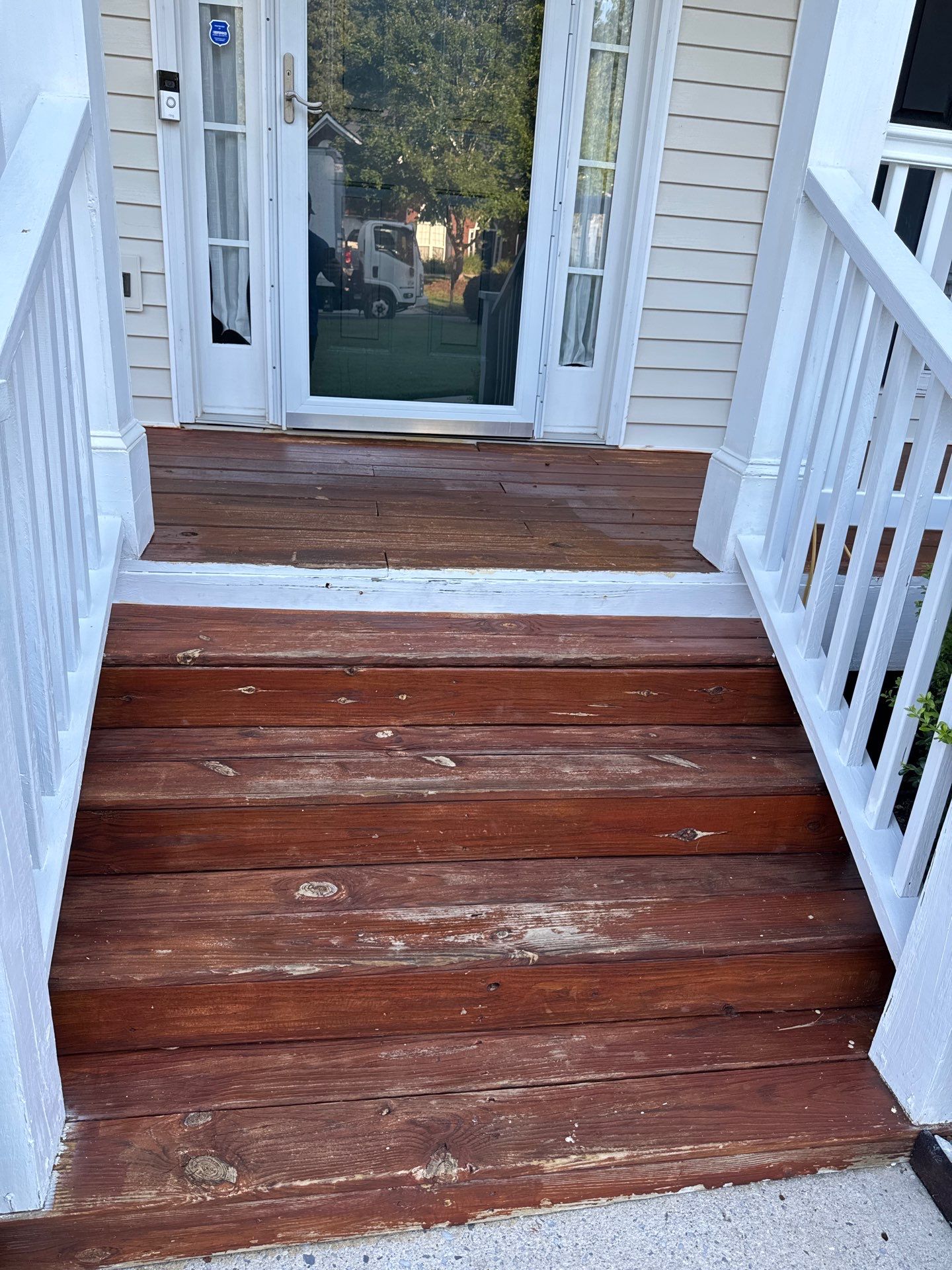 Multi-Level Deck and Front Porch Staining in Powder Springs by Swift Home Renovations