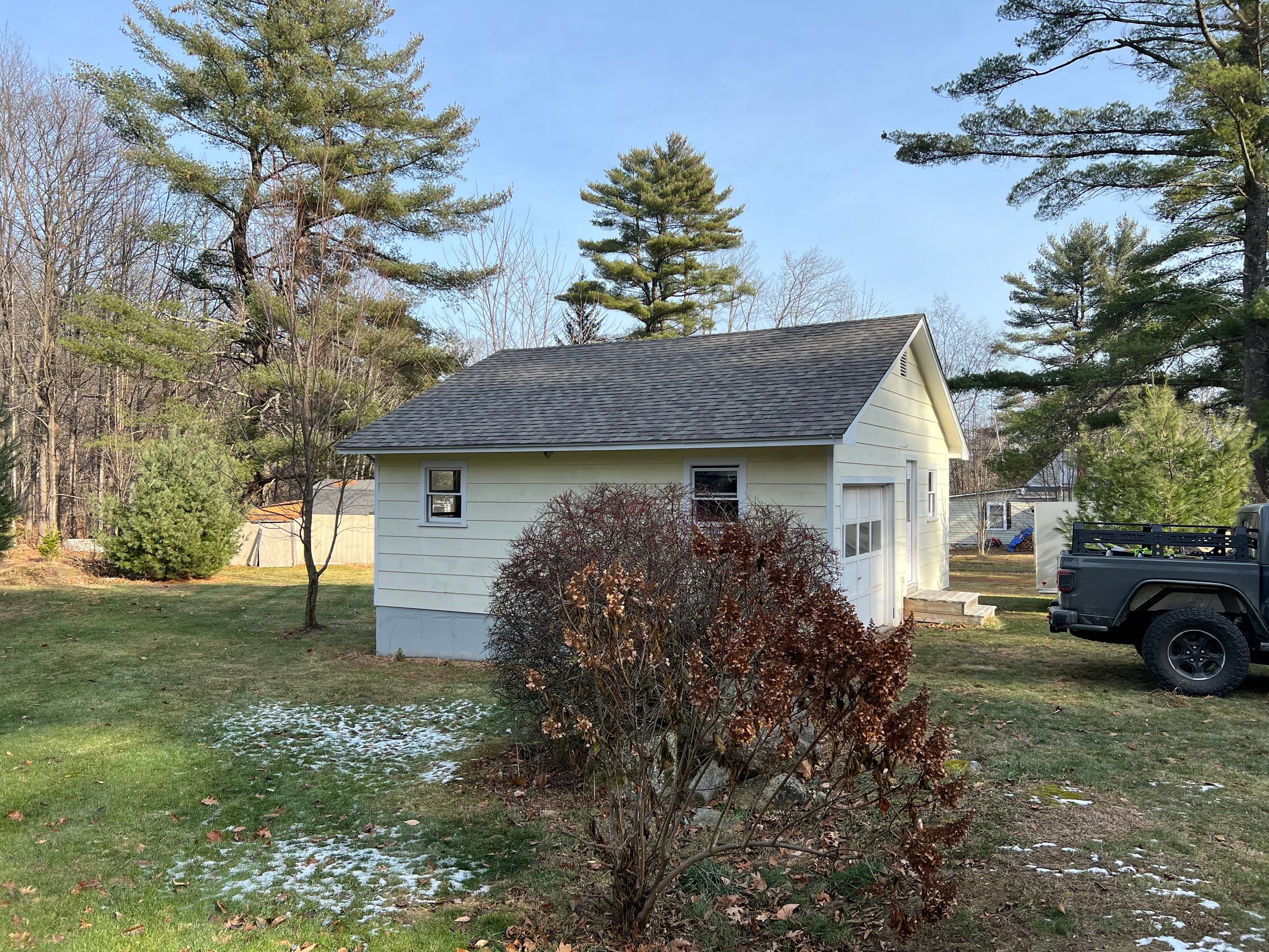 New Garage Roof In Merideth New Hampshire by Tall pine roofing