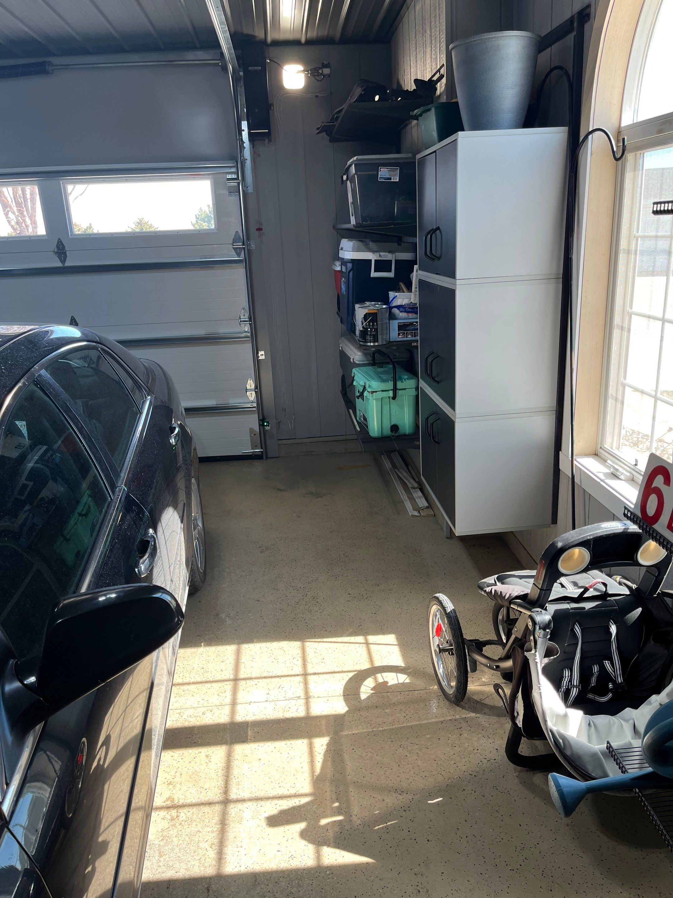 High-Gloss Grey Epoxy Floor Coating for Inwood Garage by Select Painting, Coatings & Garage Cabinets