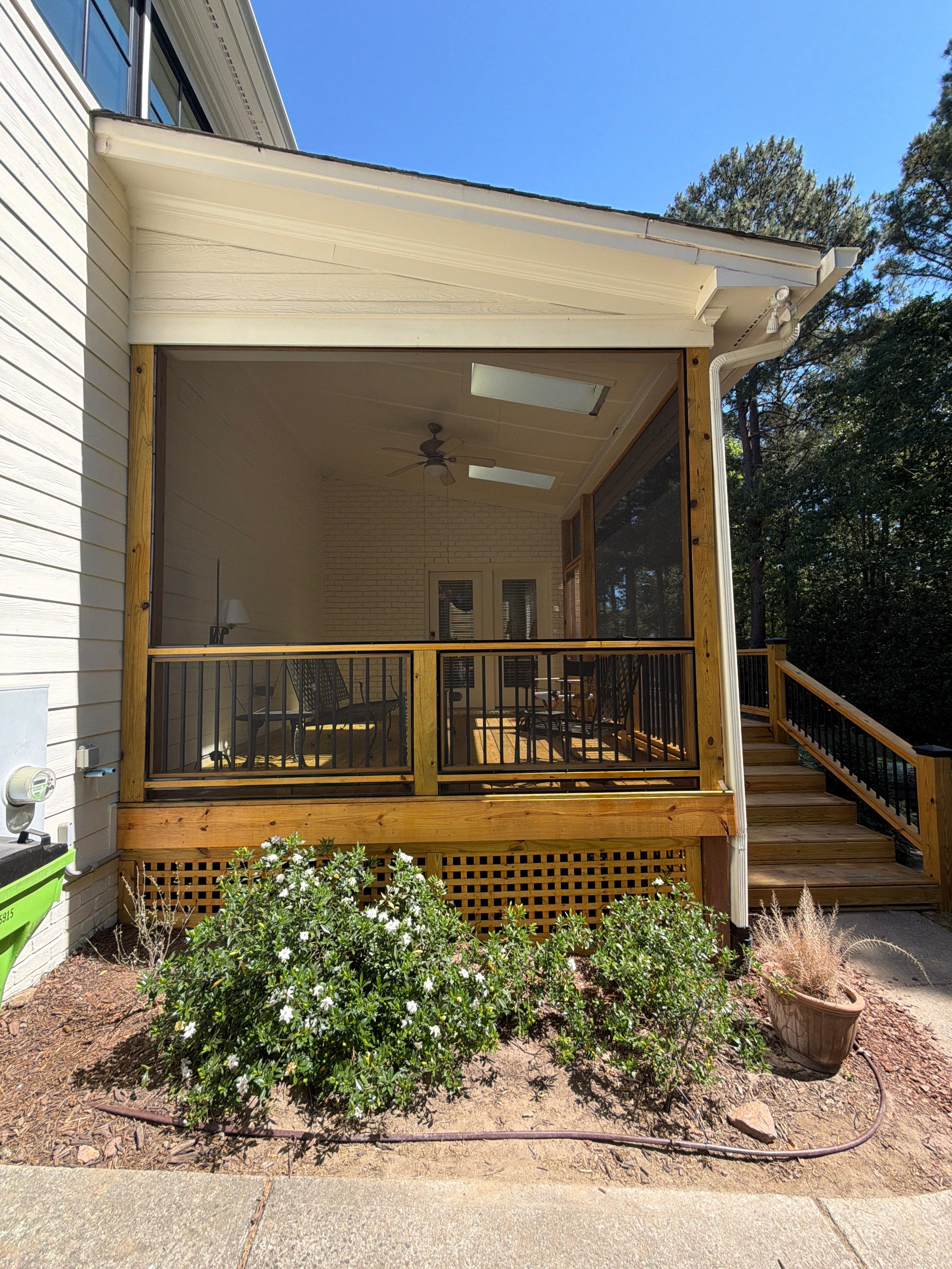 Deck Stain, Round Balusters & Screened Porch Transformation by Billy Weatherspoon Contractor