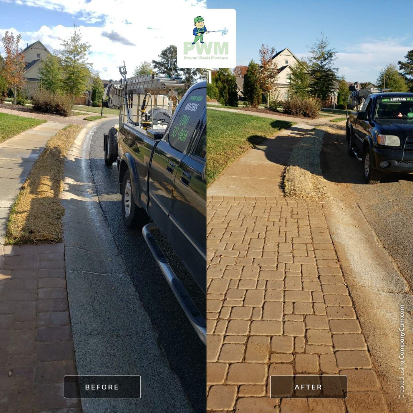 Driveway Clean using cleaner by Power Wash Masters LLC