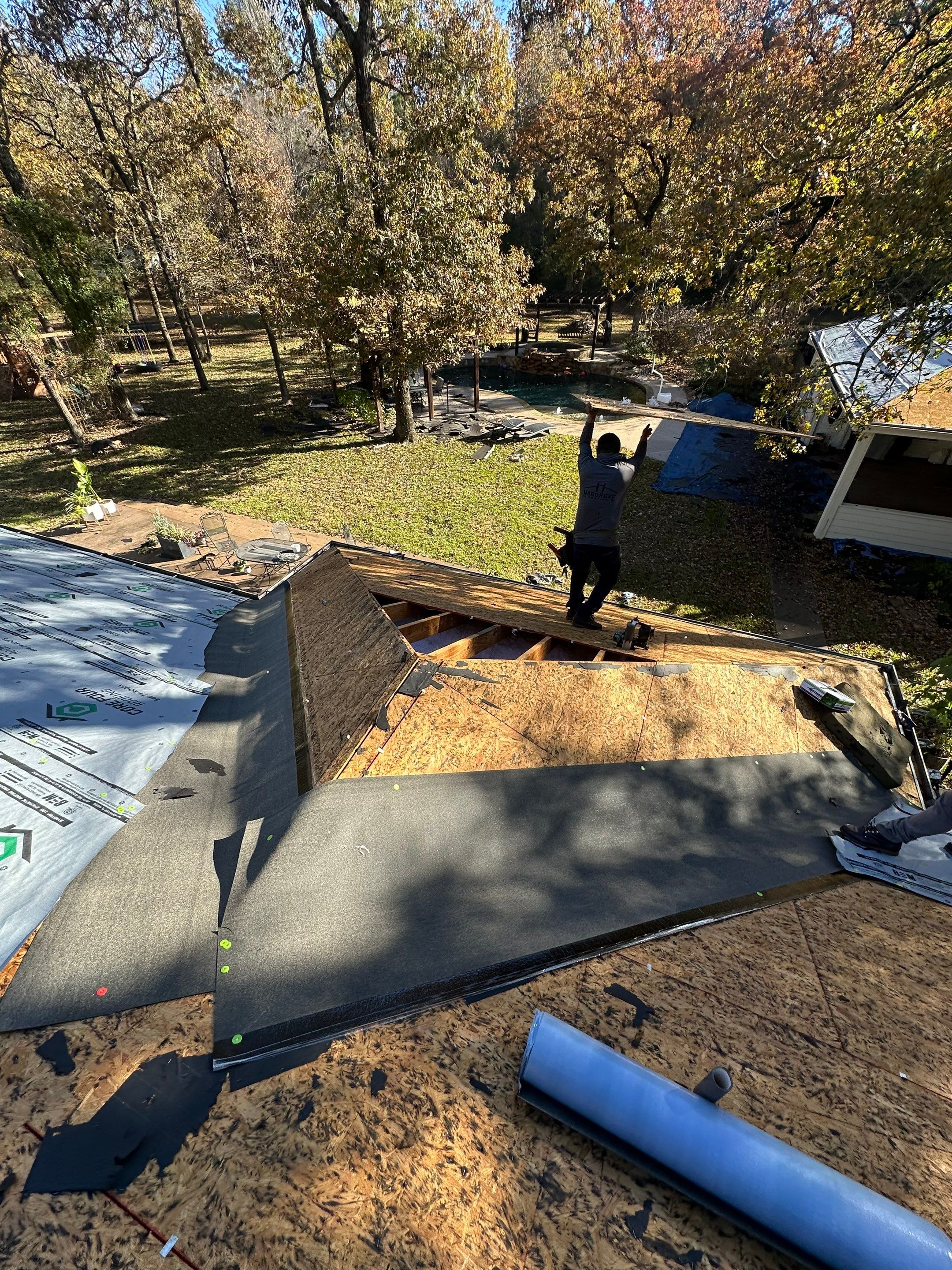 Residential Roofing Installation using GAF Timberline HDZ in Montgomery by Core Four Roofing