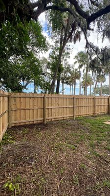 Wood Fence Installation using Board on Board Wood Fence