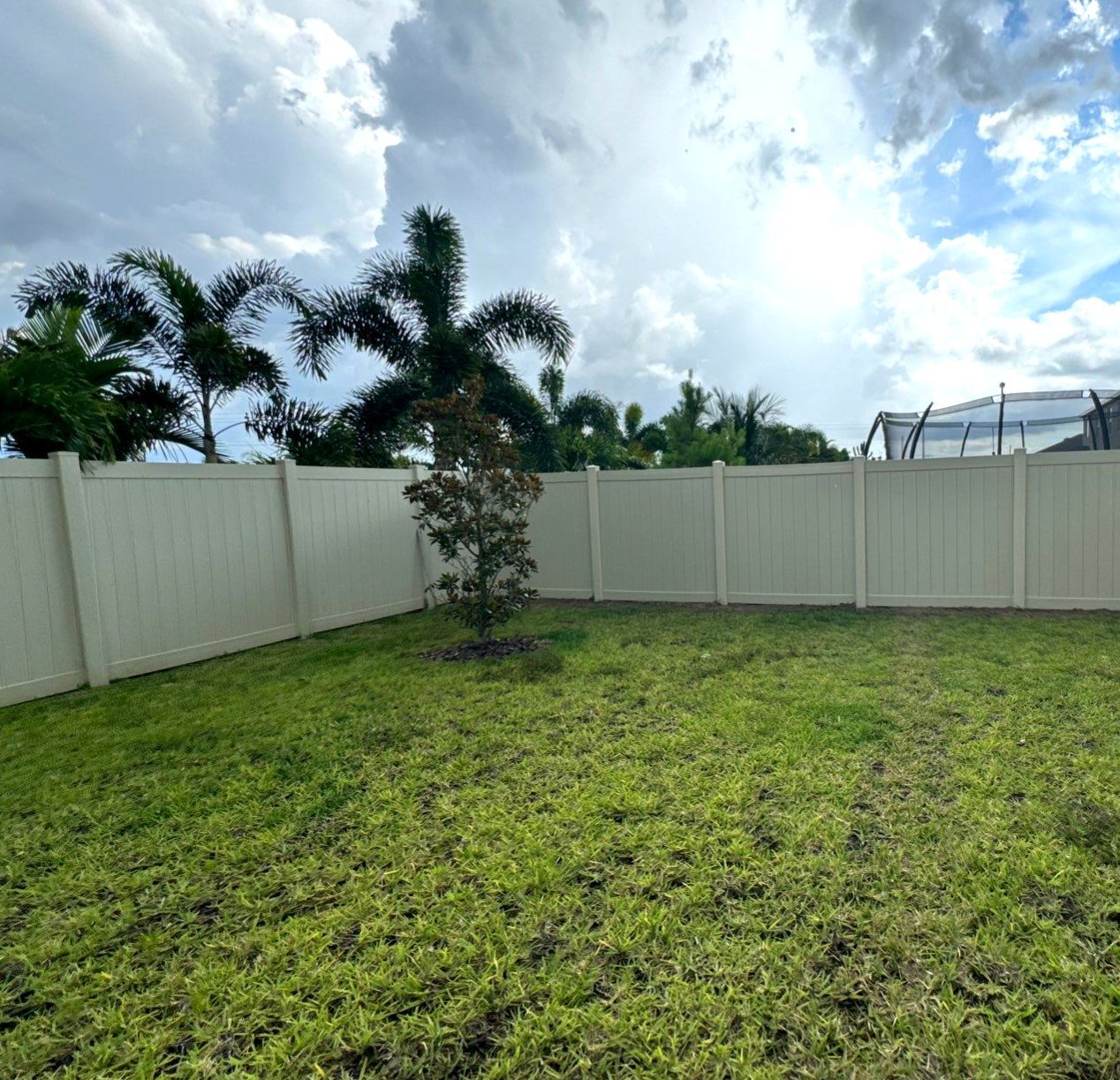 Vinyl Fence Installation using Tan Vinyl Privacy Fence by Asap fence and gates, LLC
