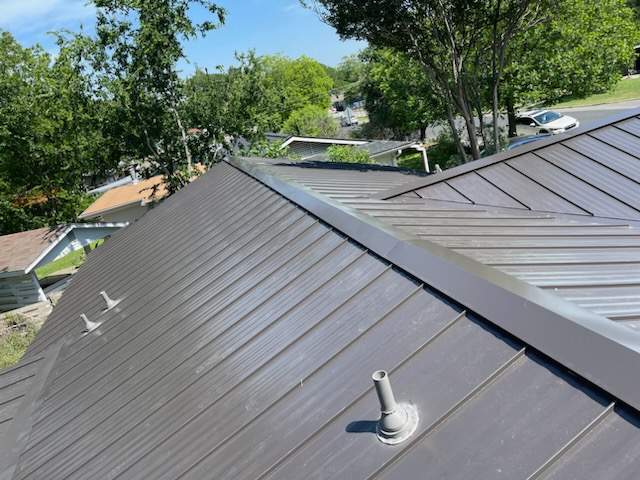 Dark Bronze - L&A Standing Seam with Striations by RoofsOnly.com
