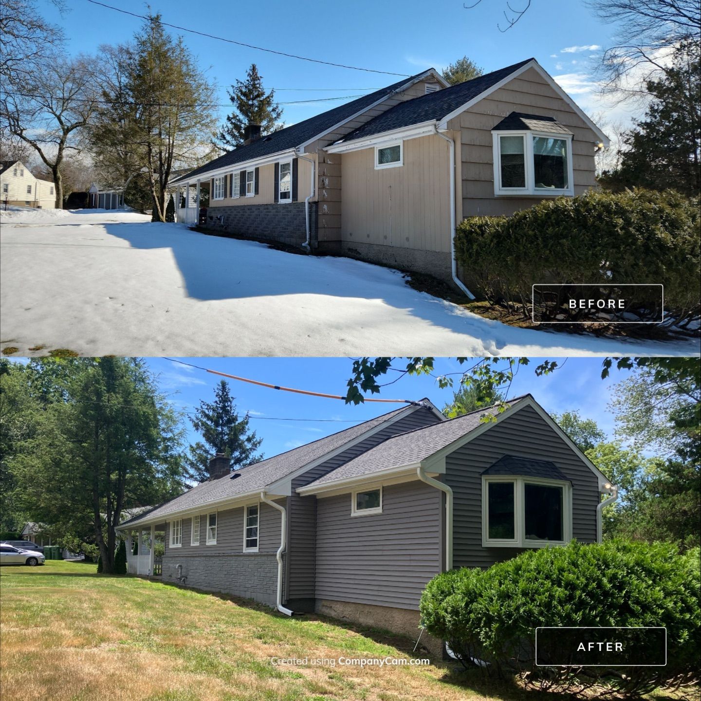Siding Renovation with Cert Monogram D/4 x 12'6" Clapboard, Driftwood Blend by DiGiorgi Roofing and Siding Inc
